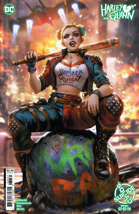 HARLEY QUINN #36 CVR E DERRICK CHEW SUICIDE SQUAD KILL ARKHAM ASYLUM HARLEY QUINN CARD STOCK VAR Signed by Sweeney Boo w/COA