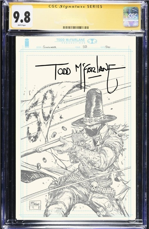 GUNSLINGER SPAWN #50 1:1000 TODD MCFARLANE SIGNED SKETCH CGC 9.8 PRESALE 12/31