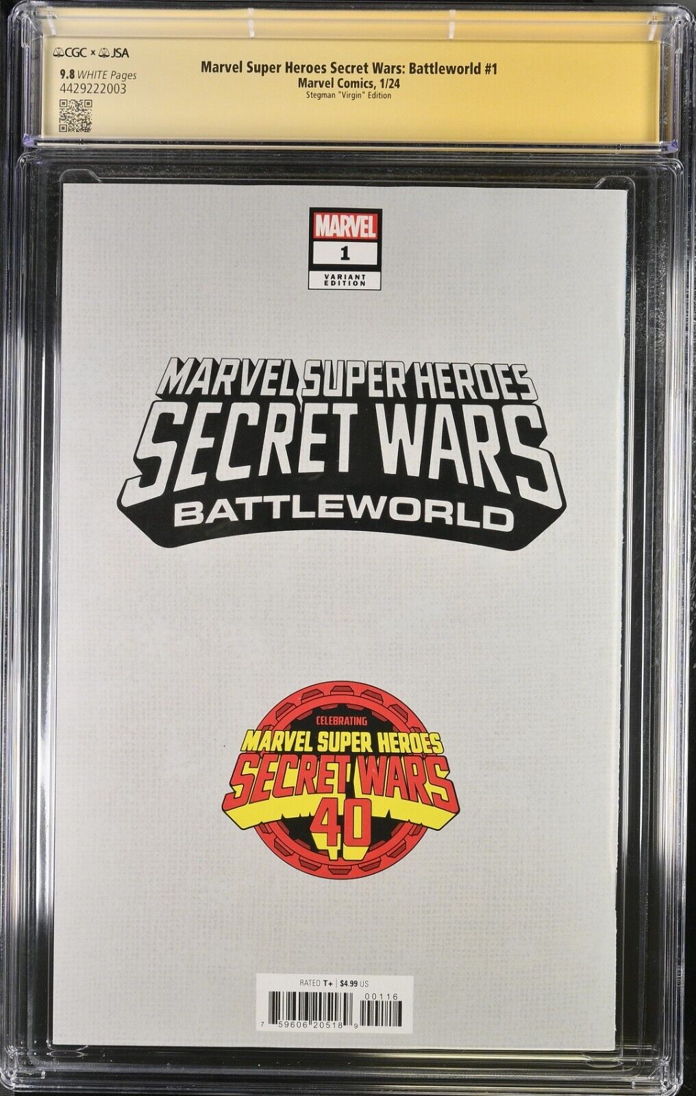 Marvel Super Heroes Secret Wars Battleworld 1 CGC 9.8 1:100 VIRGIN Signed Beatty