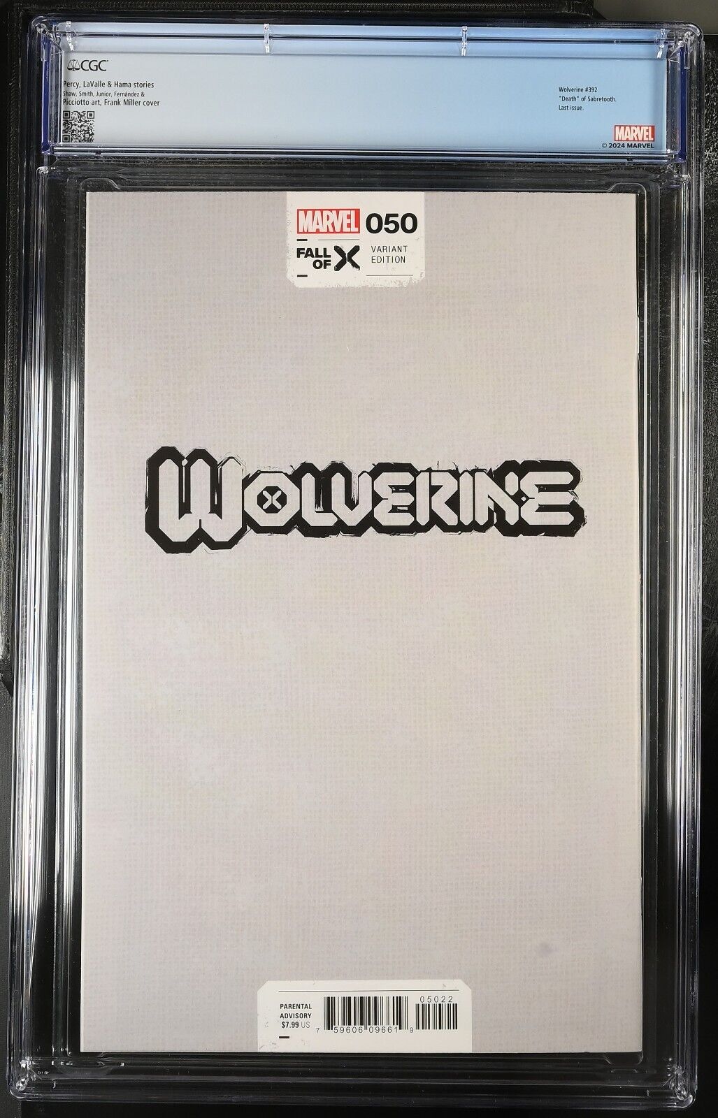 WOLVERINE #50 CGC 9.8 FRANK MILLER 1:200 INCENTIVE VIRGIN KEY DEATH SABRETOOTH