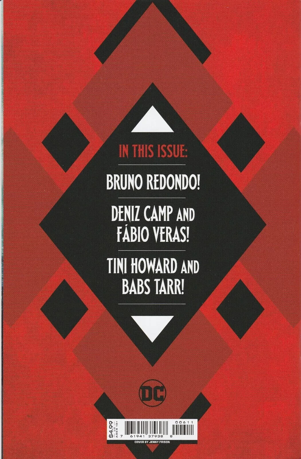 HARLEY QUINN BLACK WHITE REDDER #6 DC COMICS 2023 JENNY FRISON VARIANT NM