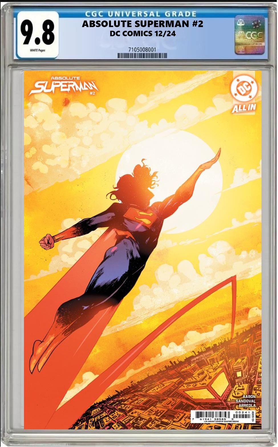 ABSOLUTE SUPERMAN #2 DC 1:25 SANFORD GREENE VARIANT CGC 9.8 NM PRESALE 12/4