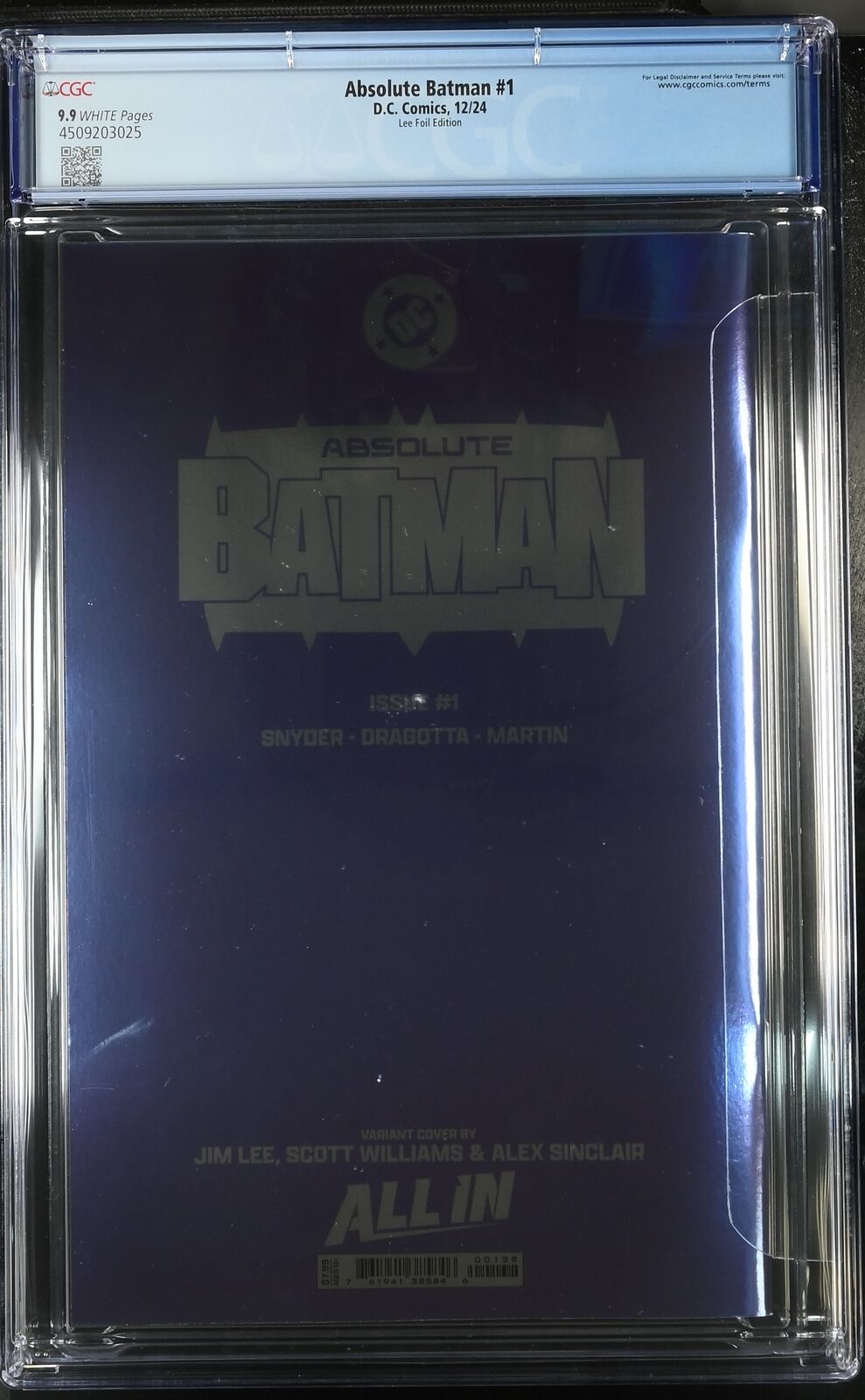 ABSOLUTE BATMAN #1 DC COMICS 2024 JIM LEE FOIL VARIANT CGC 9.9 MINT NOT 9.8