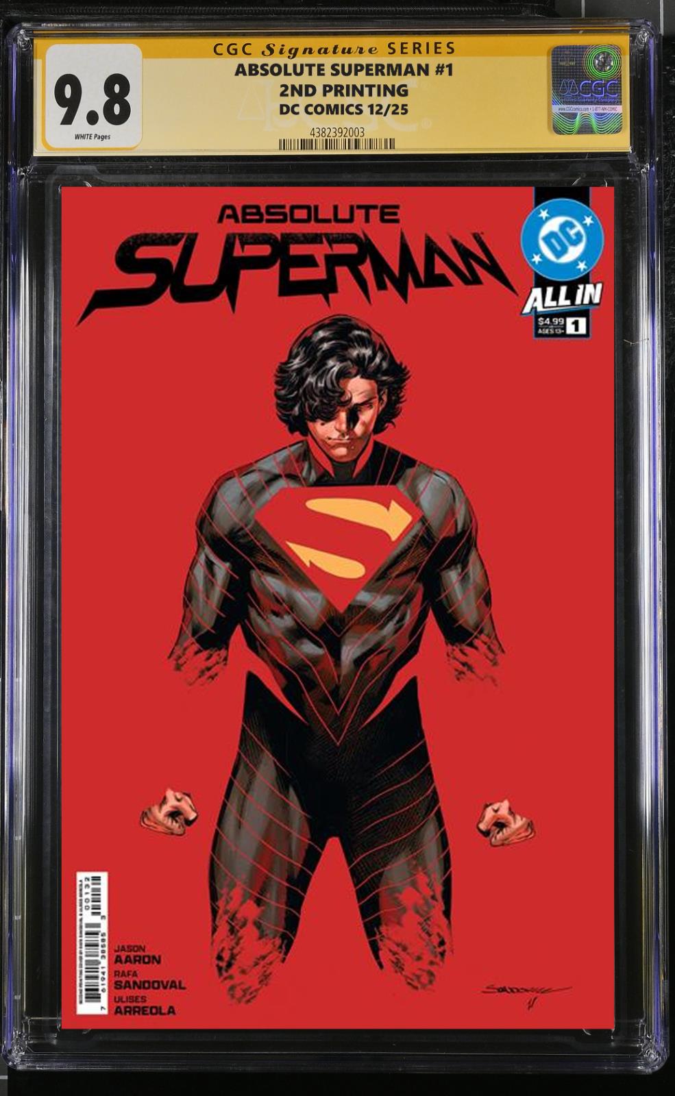 ABSOLUTE SUPERMAN #1 2ND PRINT DC CGC/RAW CVR PICK RAFA SANDOVAL SIGNED PRESALE