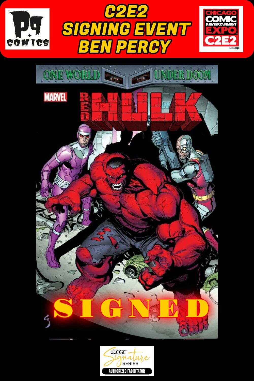 RED HULK #2 GEOFF SHAW MAIN COVER RAW C2E2 BEN PERCY SIGNED PRESALE NM