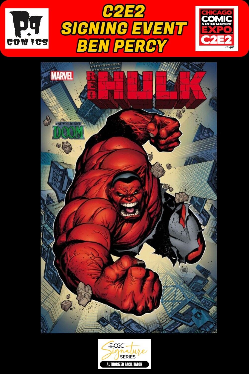 RED HULK #1 ADAM KUBERT FOIL VARIANT RAW C2E2 BEN PERCY SIGNED PRESALE NM