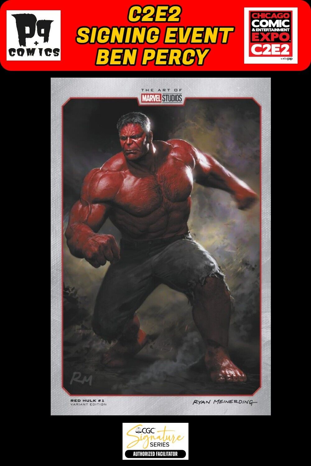 RED HULK #1 RYAN MEINERDING VARIANT RAW C2E2 BEN PERCY SIGNED PRESALE NM
