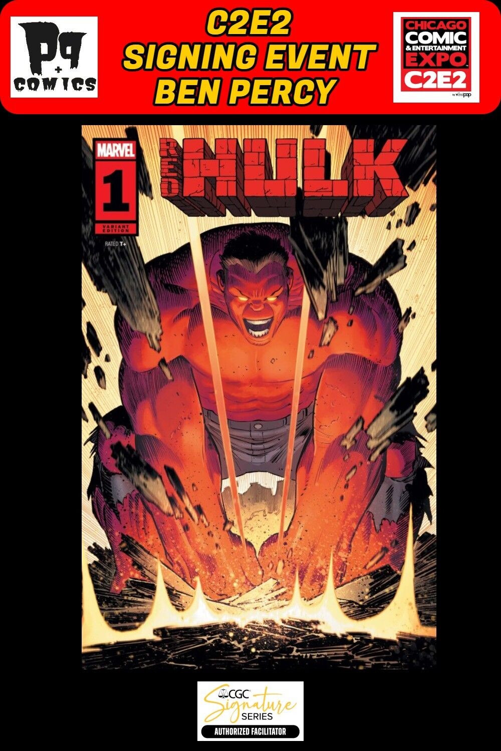 RED HULK #1 JOHN ROMITA JR VARIANT RAW C2E2 BEN PERCY SIGNED PRESALE NM