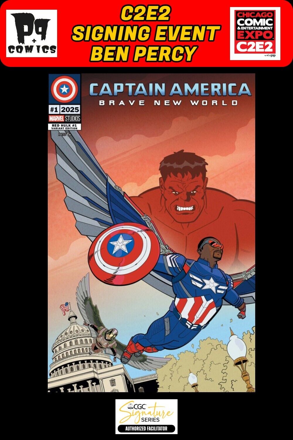 RED HULK #1 JACOB EDGAR VARIANT RAW C2E2 BEN PERCY SIGNED PRESALE NM