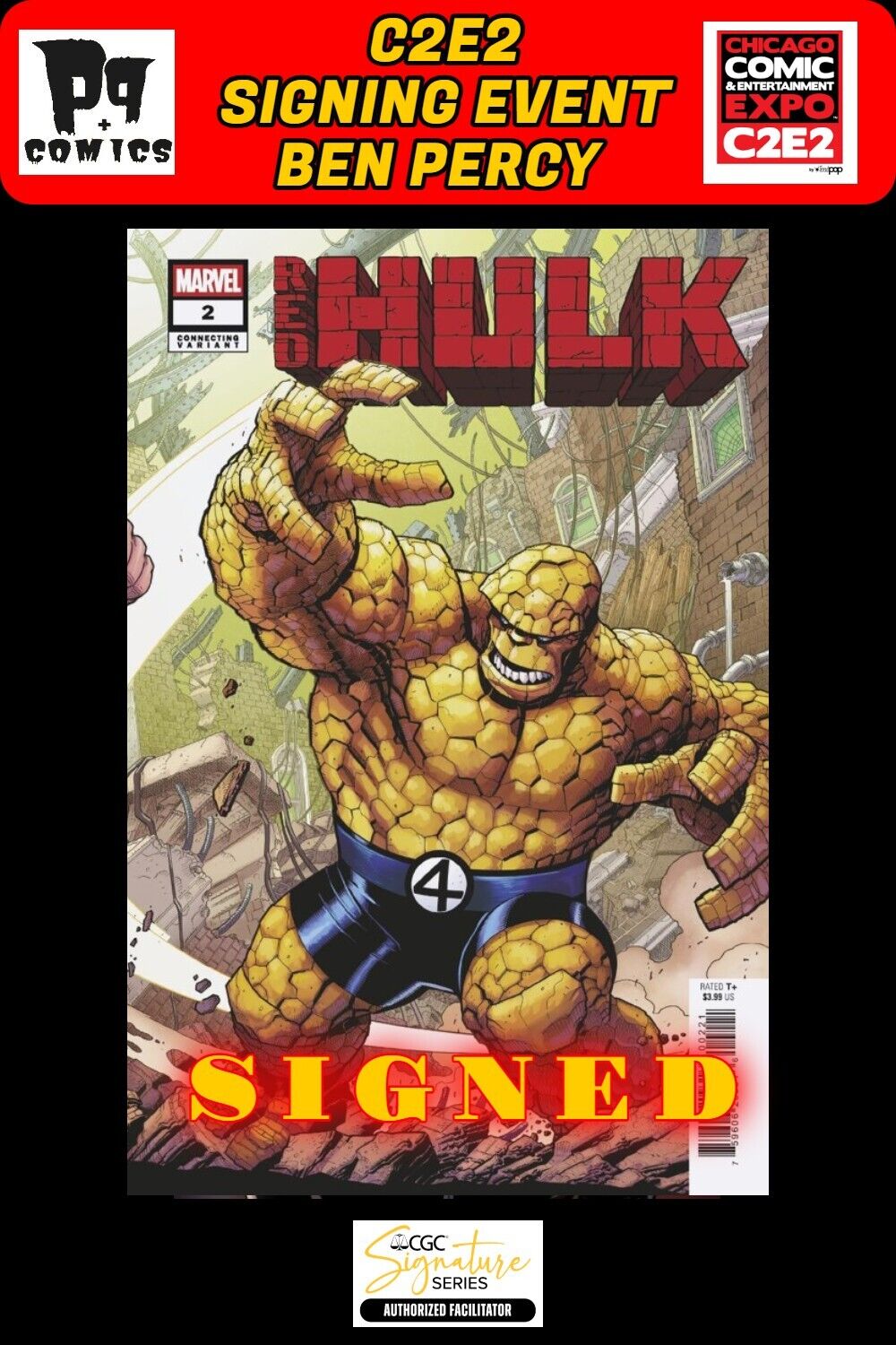 RED HULK #2 NICK BRADSHAW CONNECTING VAR B RAW C2E2 BEN PERCY SIGNED PRESALE NM