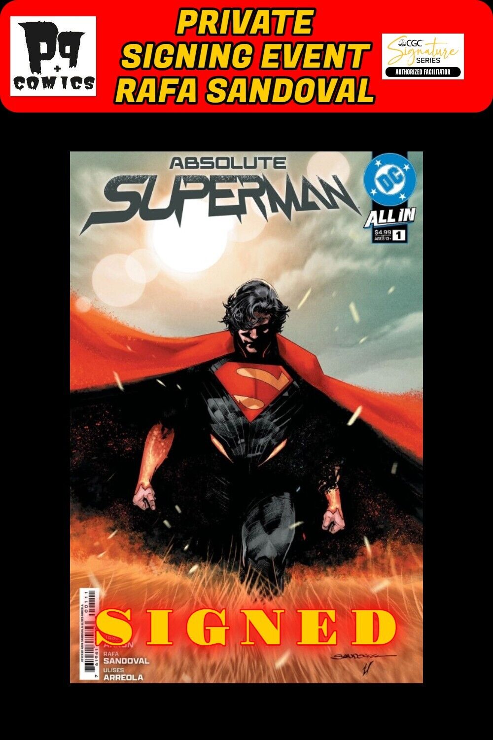 ABSOLUTE SUPERMAN #1 MAIN COVER RAW RAFA SANDOVAL PRIVATE SIGNING PRESALE NM/COA