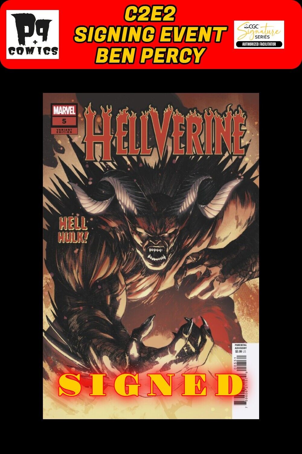 HELLVERINE #5 ALESSANDRO CAPUCCIO RAW C2E2 BEN PERCY SIGNED PRESALE NM W/COA