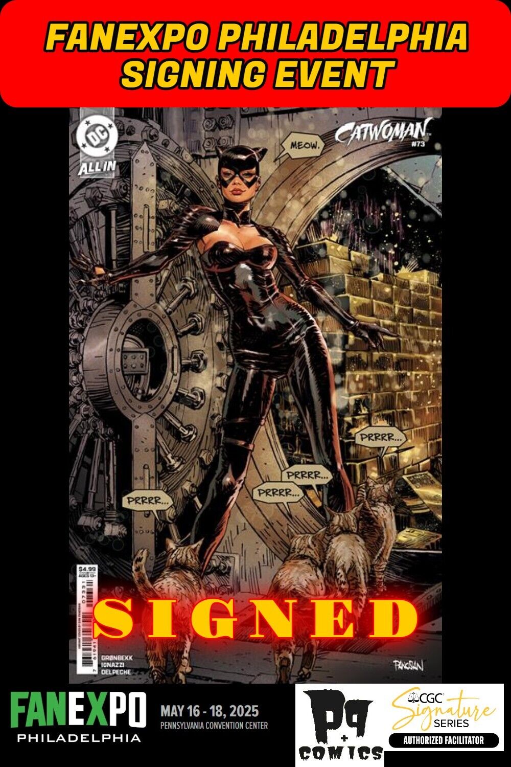 CATWOMAN #73 DC 2025 RAW W/COA FANEXPO DAN PANOSIAN SIGNED PRESALE NM