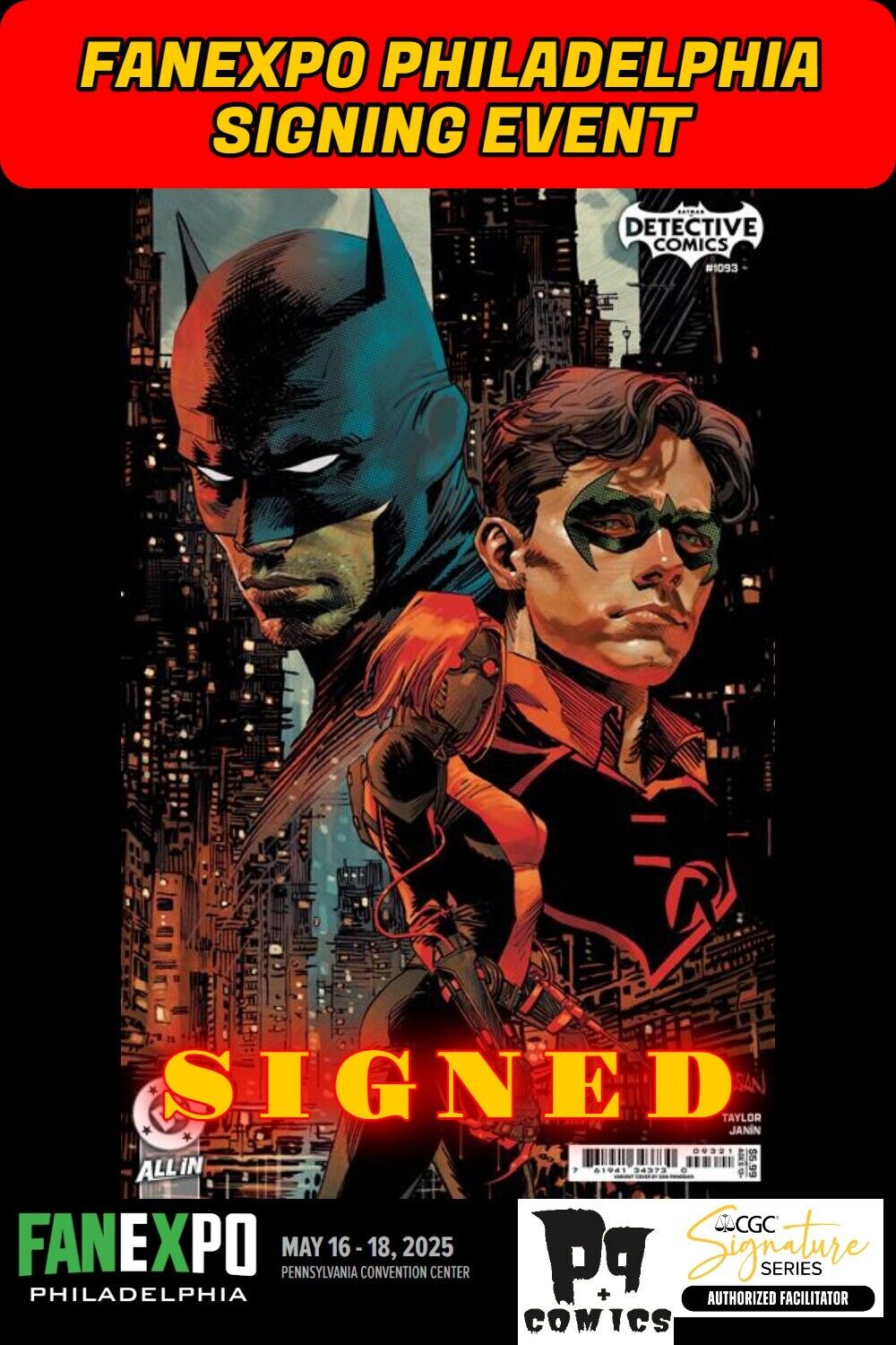 DETECTIVE COMICS #1093 DC 2025 RAW W/COA FANEXPO DAN PANOSIAN SIGNED PRESALE NM