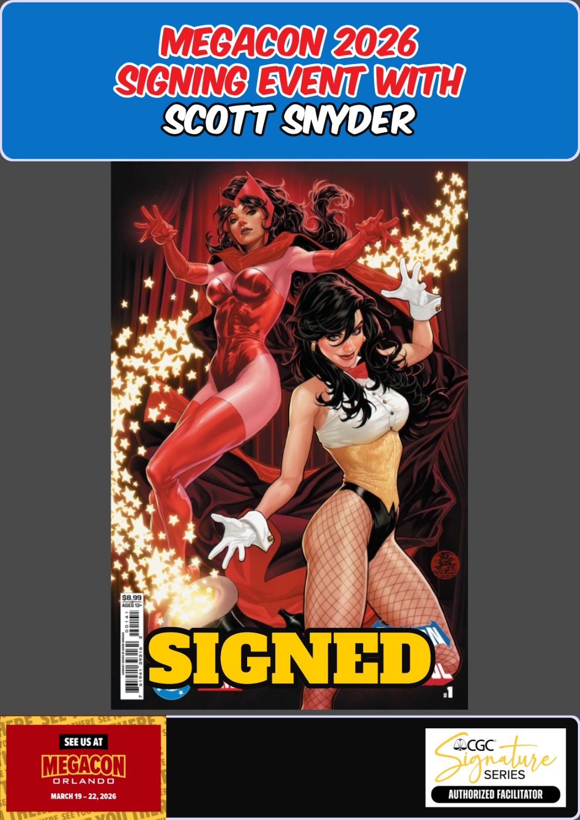 BATMAN DEADPOOL #1 MARK BROOKS MEGACON 2026 SCOTT SNYDER SIGNED W/COA PRESALE NM