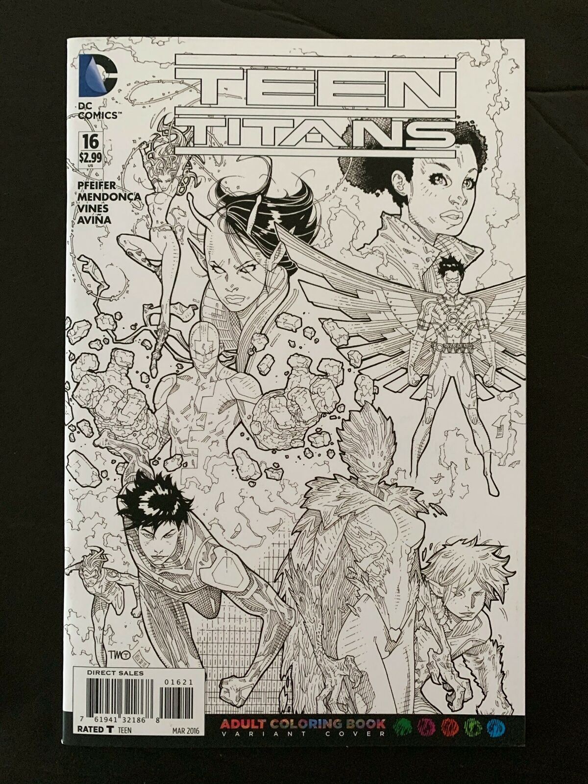 Teen Titans #16B Dc Comics 2016 Nm+ Adult Coloring Book Variant Cover