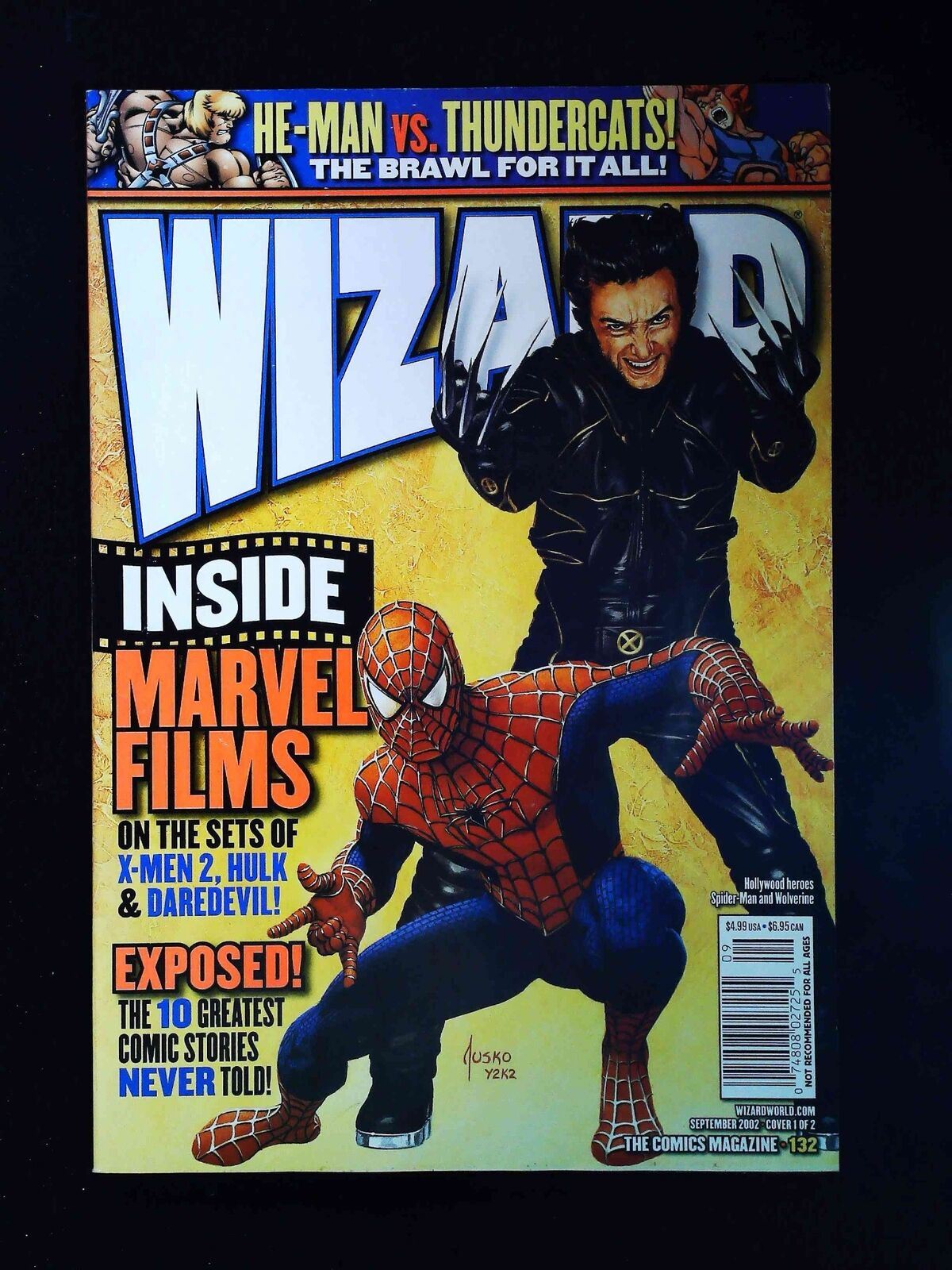 Wizard Magazine #132Au 2002 Vf/Nm Newsstand Unsealed Movie Spidey/Wolvie