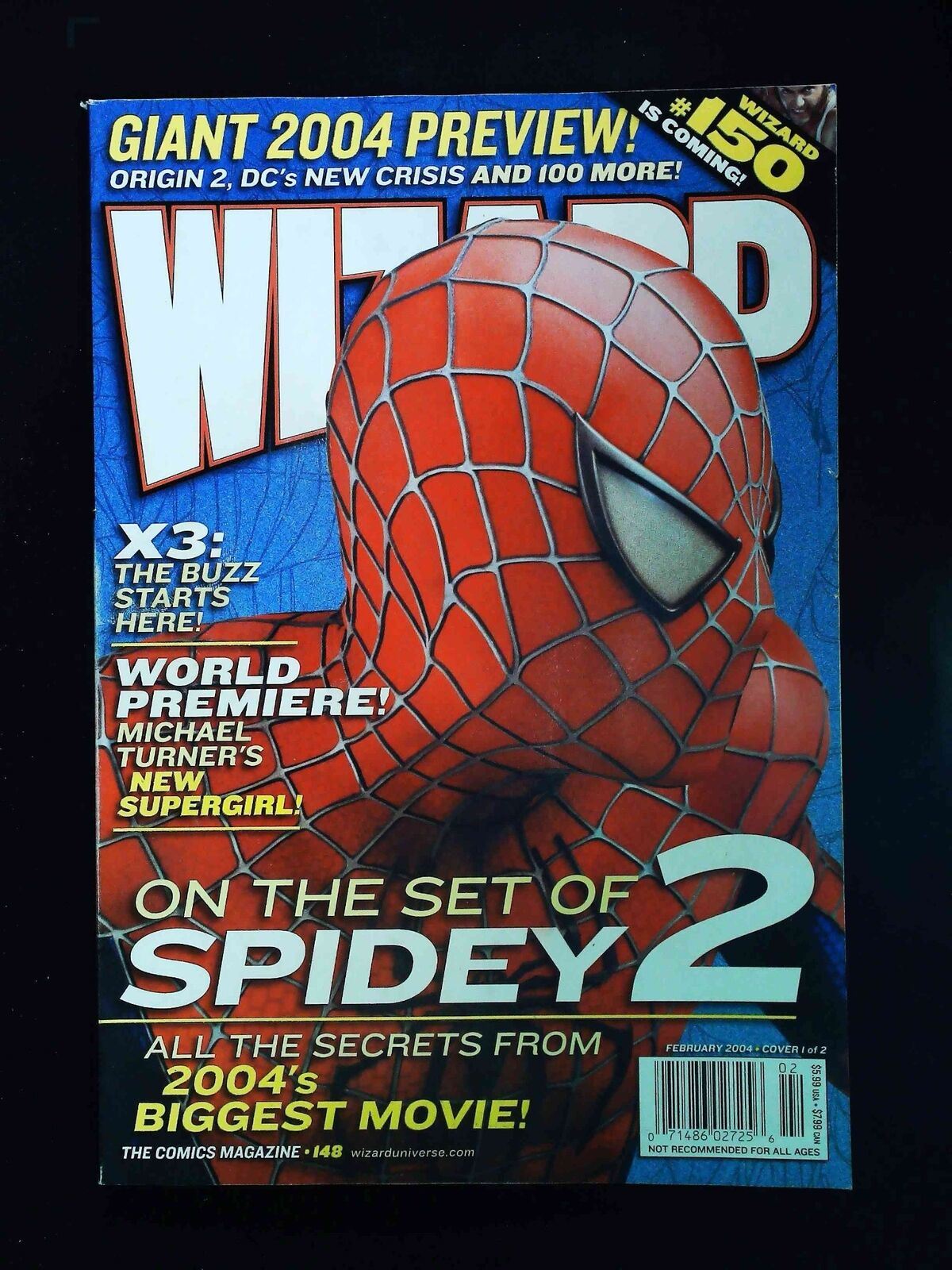 Wizard Magazine #148Au 2004 Vf+ Newsstand Unsealed Spider-Man 2 Movie Photo