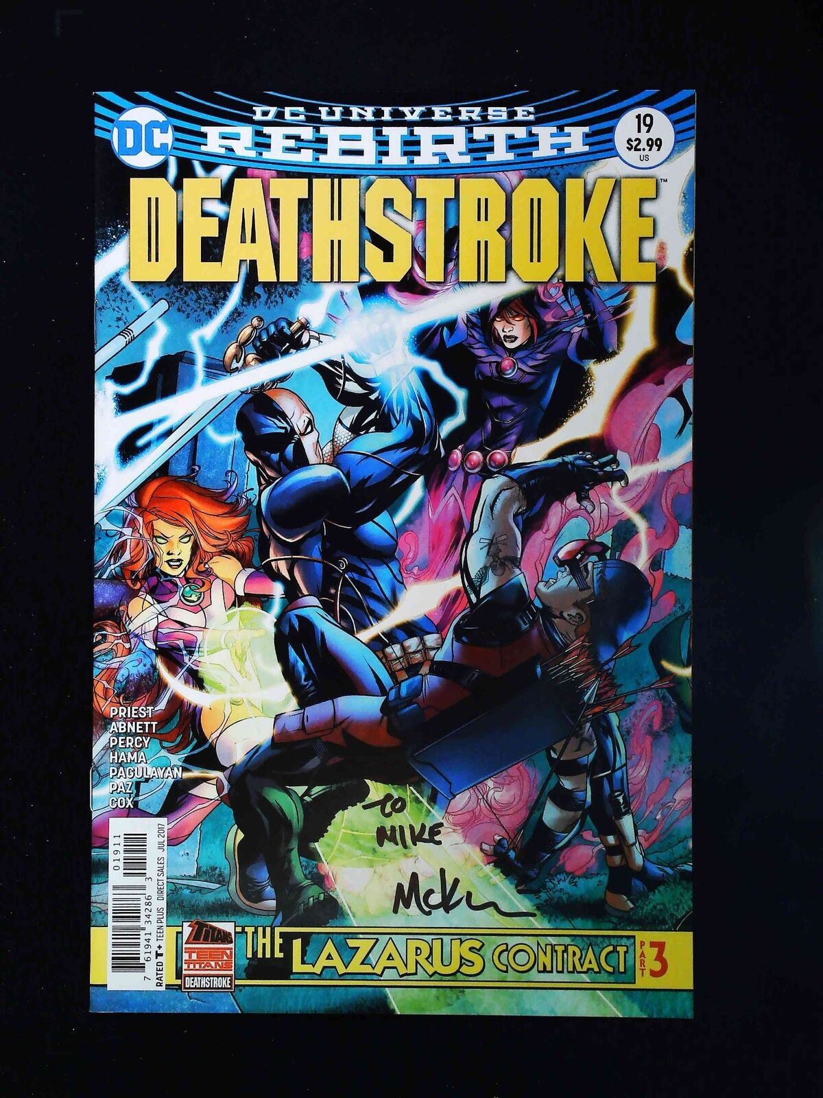 Deathstroke #19 (3Rd Series) Dc Comics 2017 Vf/Nm Signed By Mike Mckone