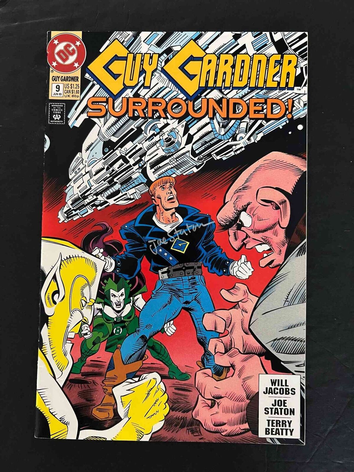Guy Gardner Warrior #9 Dc Comics 1993 Vf+ Signed By Joe Staton