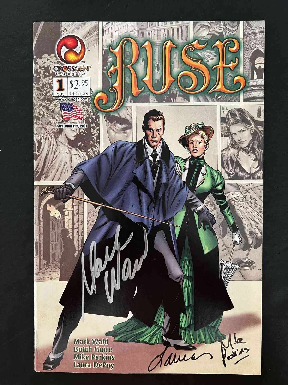 Ruse #1 Crossgen 2001 Vf+ Signed By Mike Perkins, Mark Waid And Laura Depuy