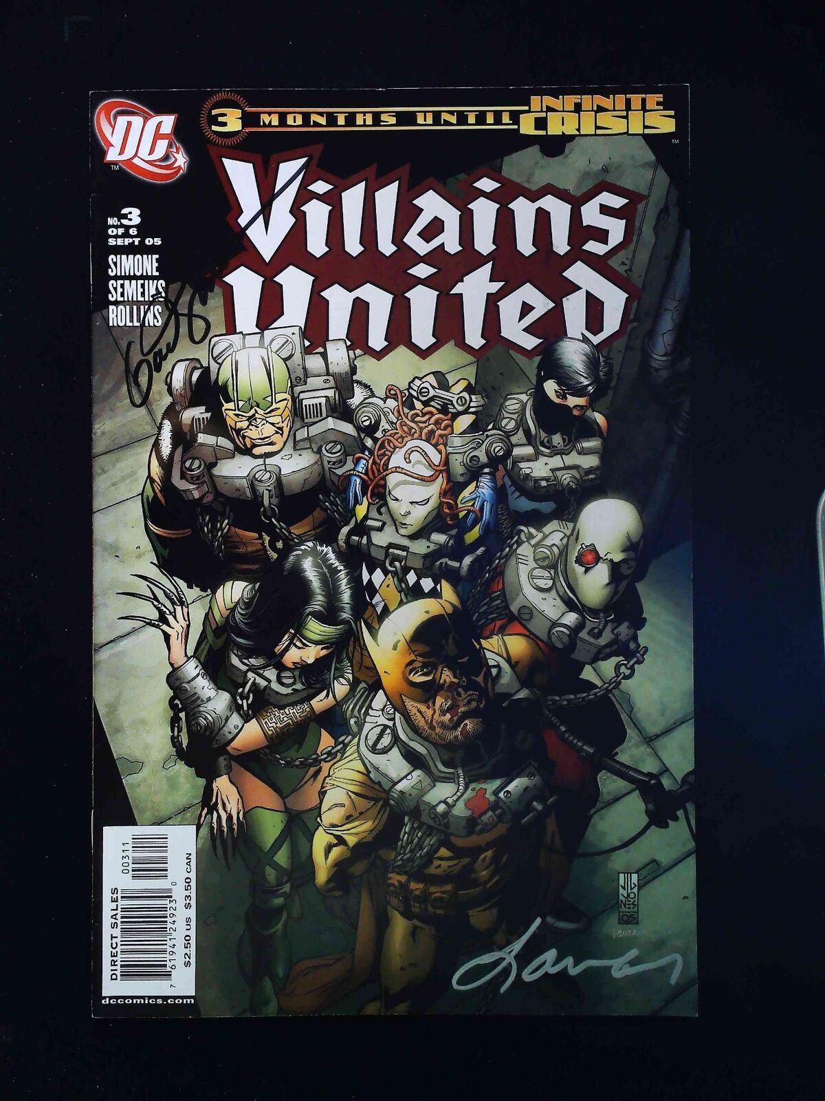 Villains United #3 Dc Comics 2005 Vf+ Signed By Gail Simone , Jones