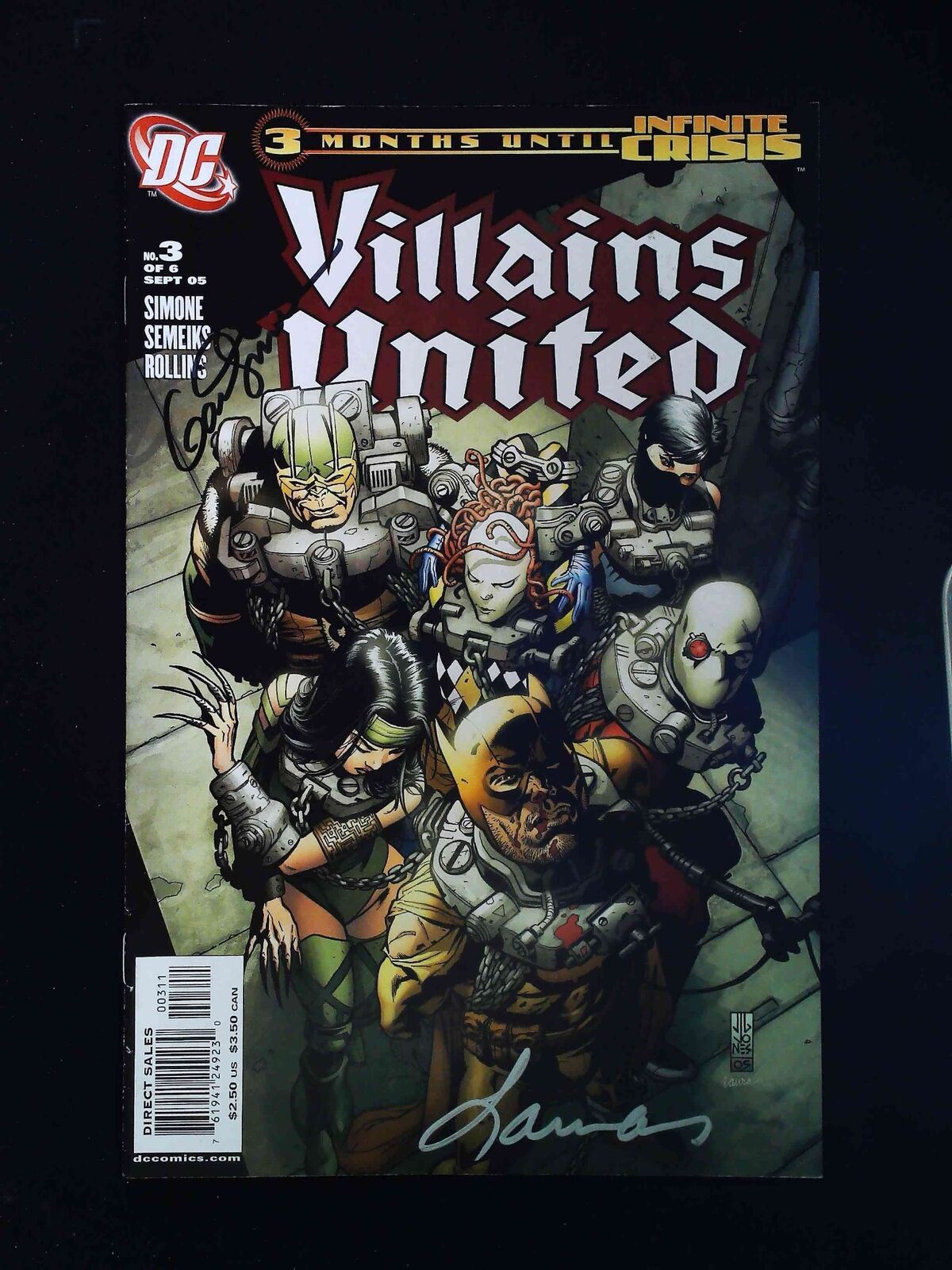 Villains United #3 Dc Comics 2005 Vf+ Signed By Gail Simone, Jones