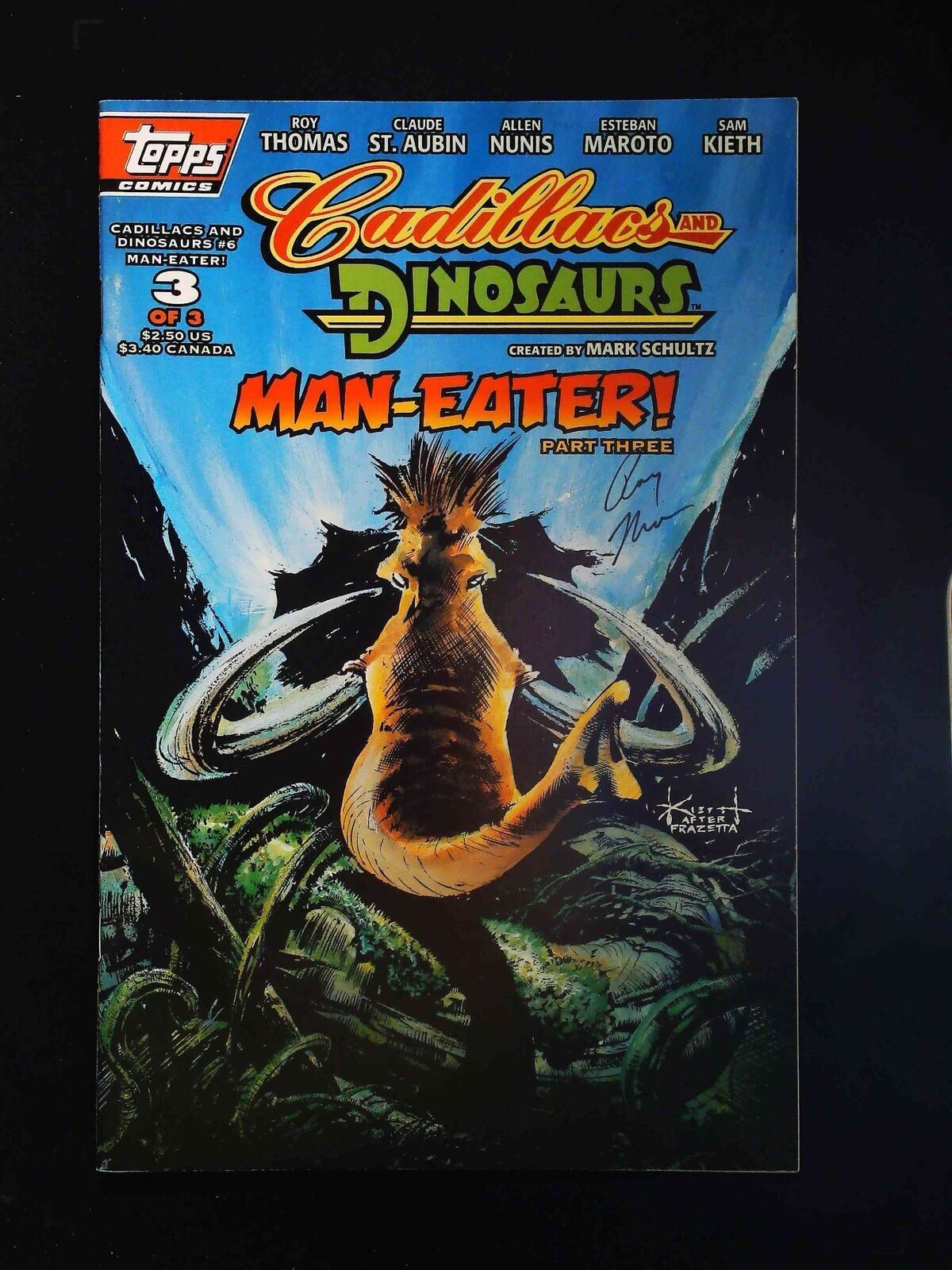 Cadillacs And Dinosaurs #6B Topps Comics 1994 Vf+ Signed By Roy Thomas