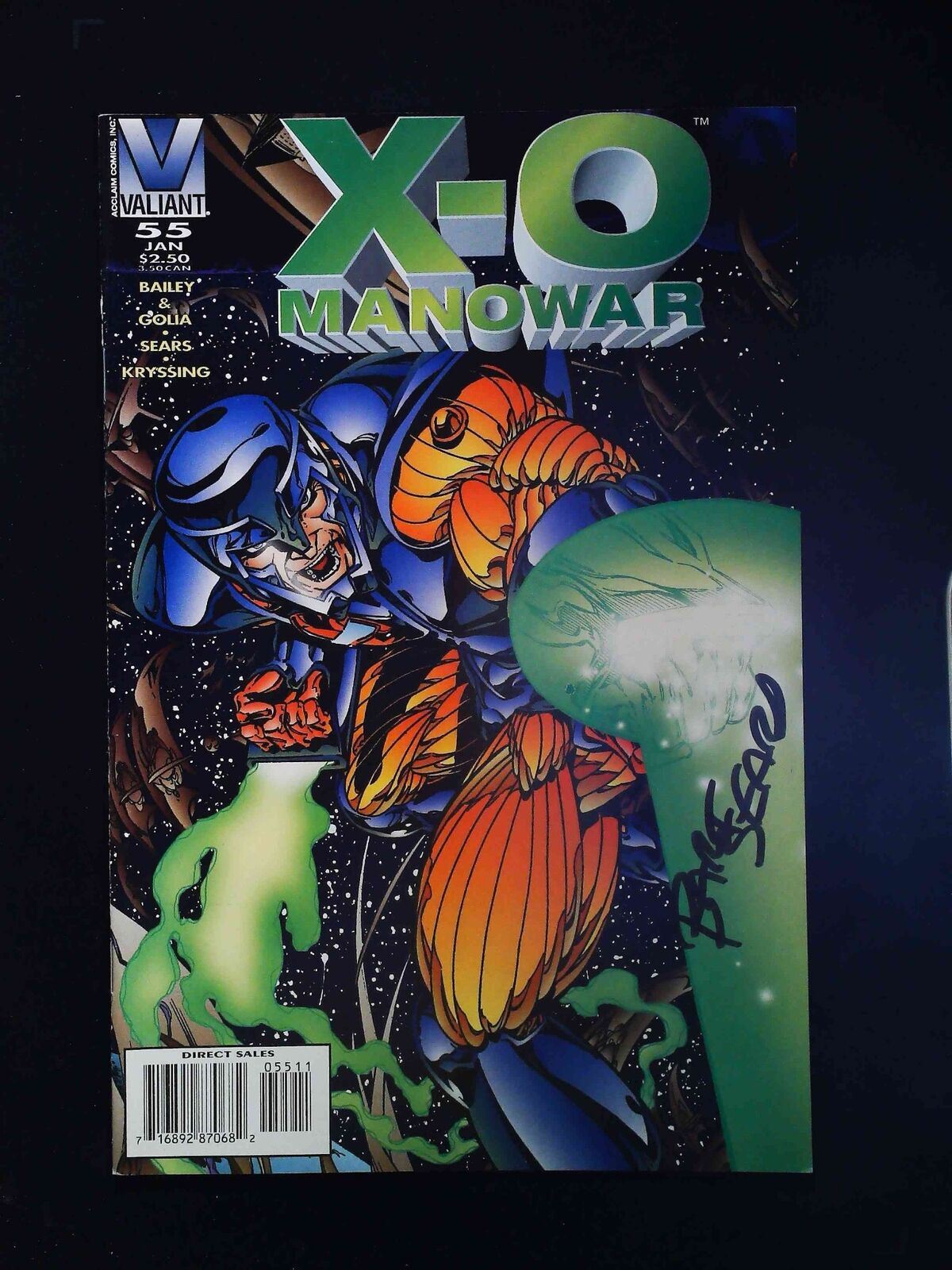 X-O Manowar #55 Valiant Comics 1996 Vf/Nm Signed By Bart Sears