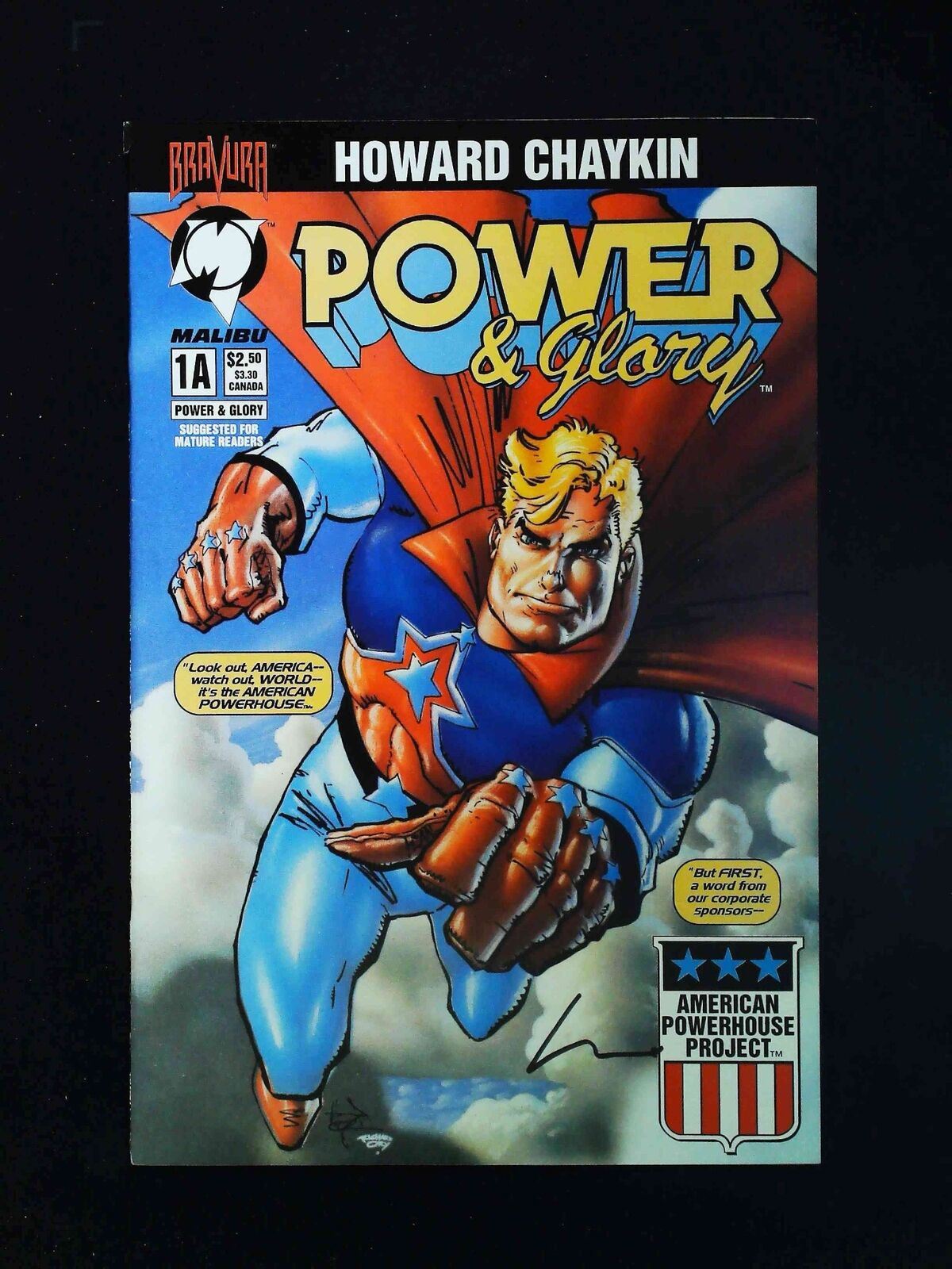 Power And Glory #1 Malibu Comics 1994 Vf+ Signed