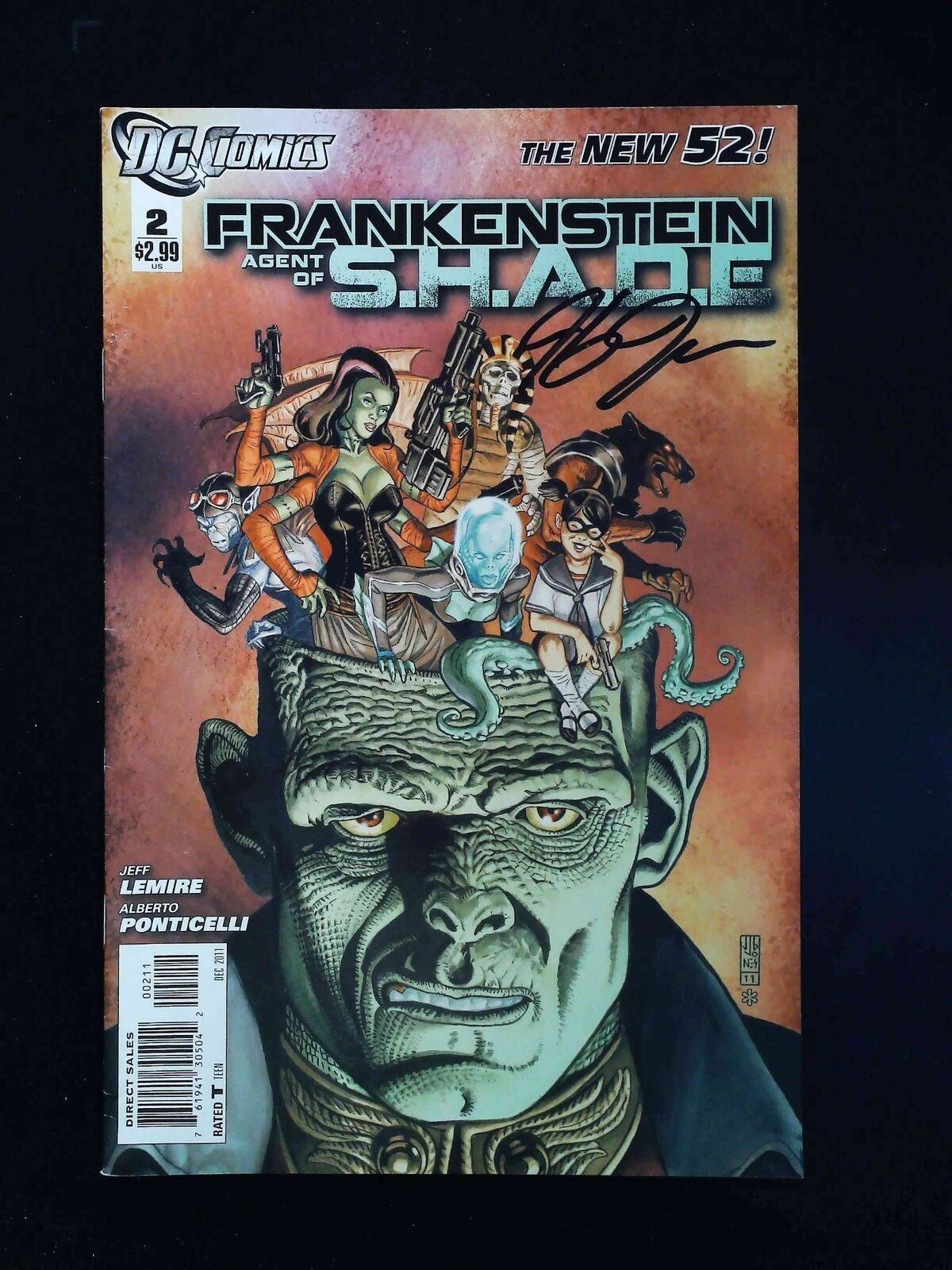 Frankenstein Agent Of S.H.A.D.E. #2 Dc Comics 2011 Vf+ Signed By Jeff Lemire