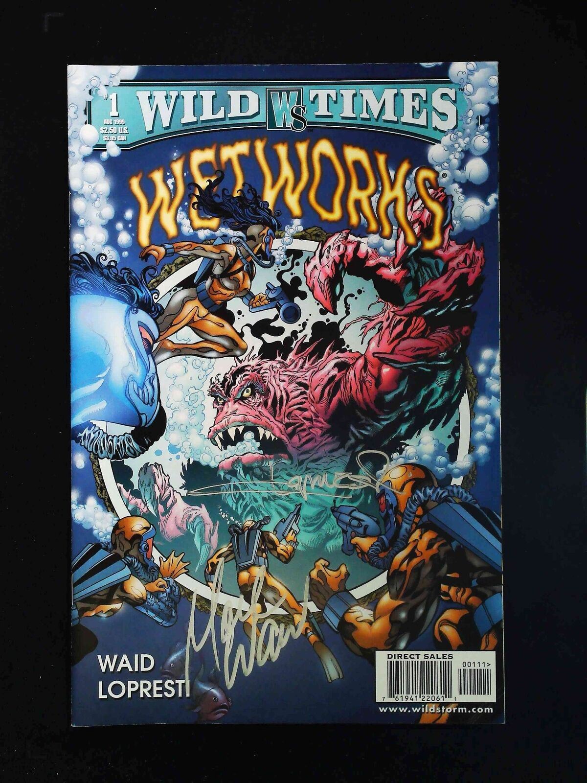 Wild Times Wetworks #1 Dc 1999 Vf+ Signed By Aaron Lopestri & Mark Waid