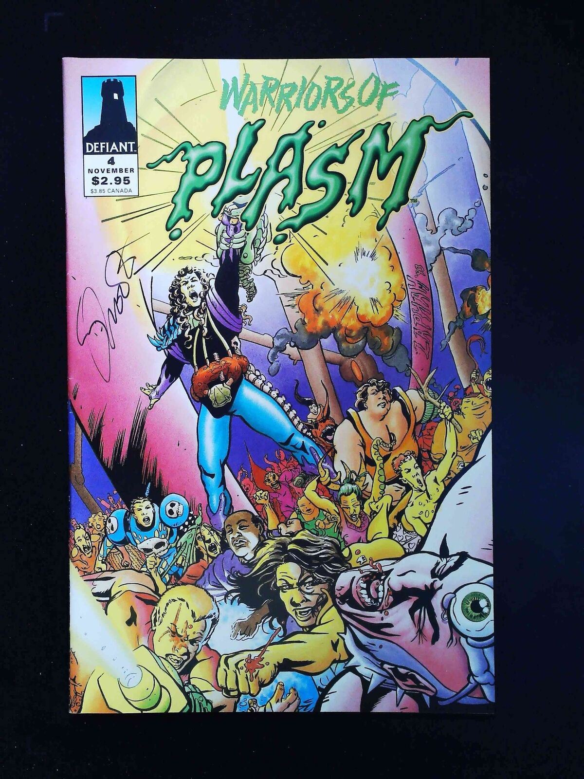 Warriors Of Plasm #4 Defiant Comics 1993 Vf+ Signed By Jim Shooter
