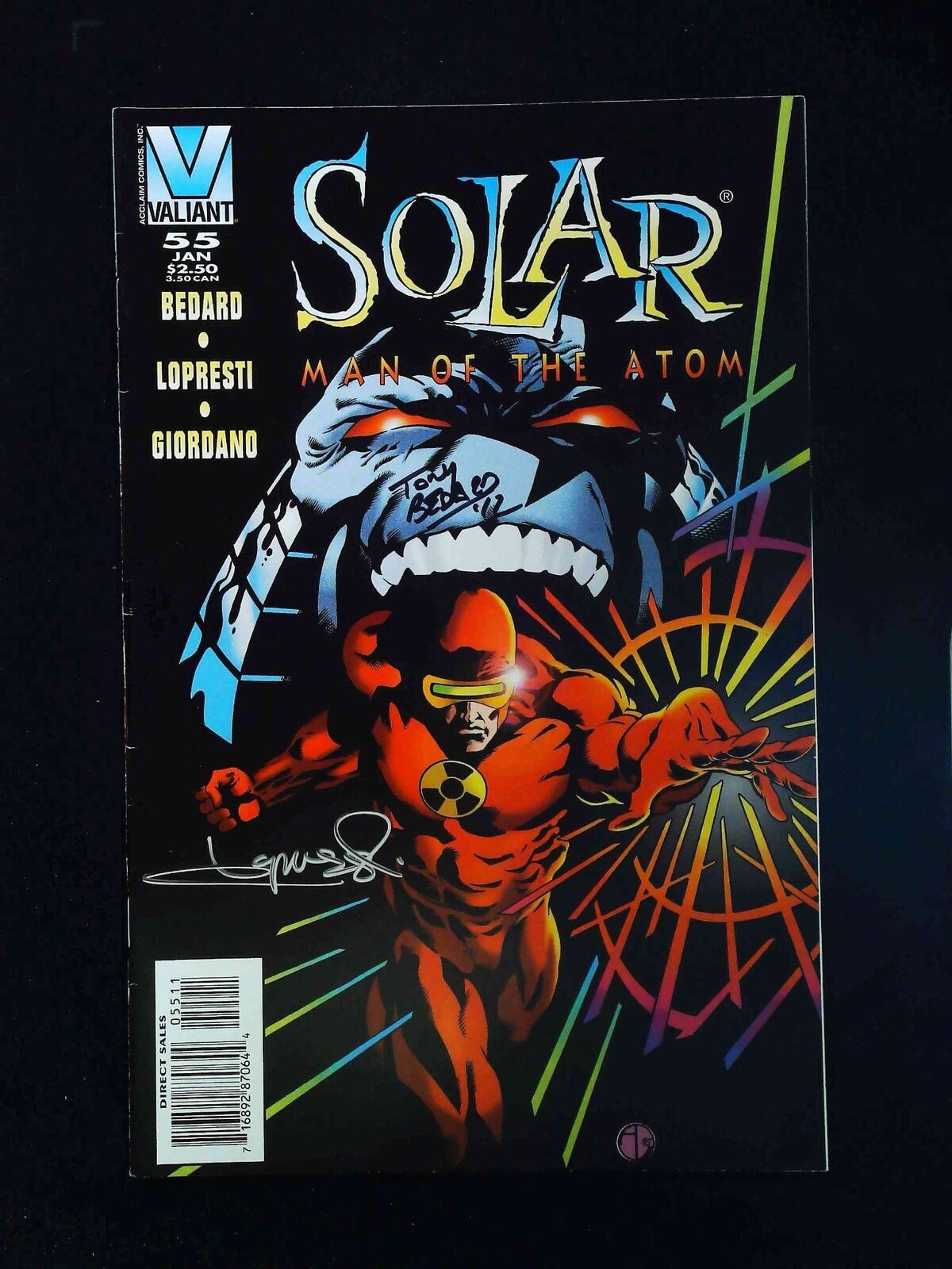 Solar Man Of The Atom #55 Valiant Comics 1996 Vf+ Signed By Antony Bedard