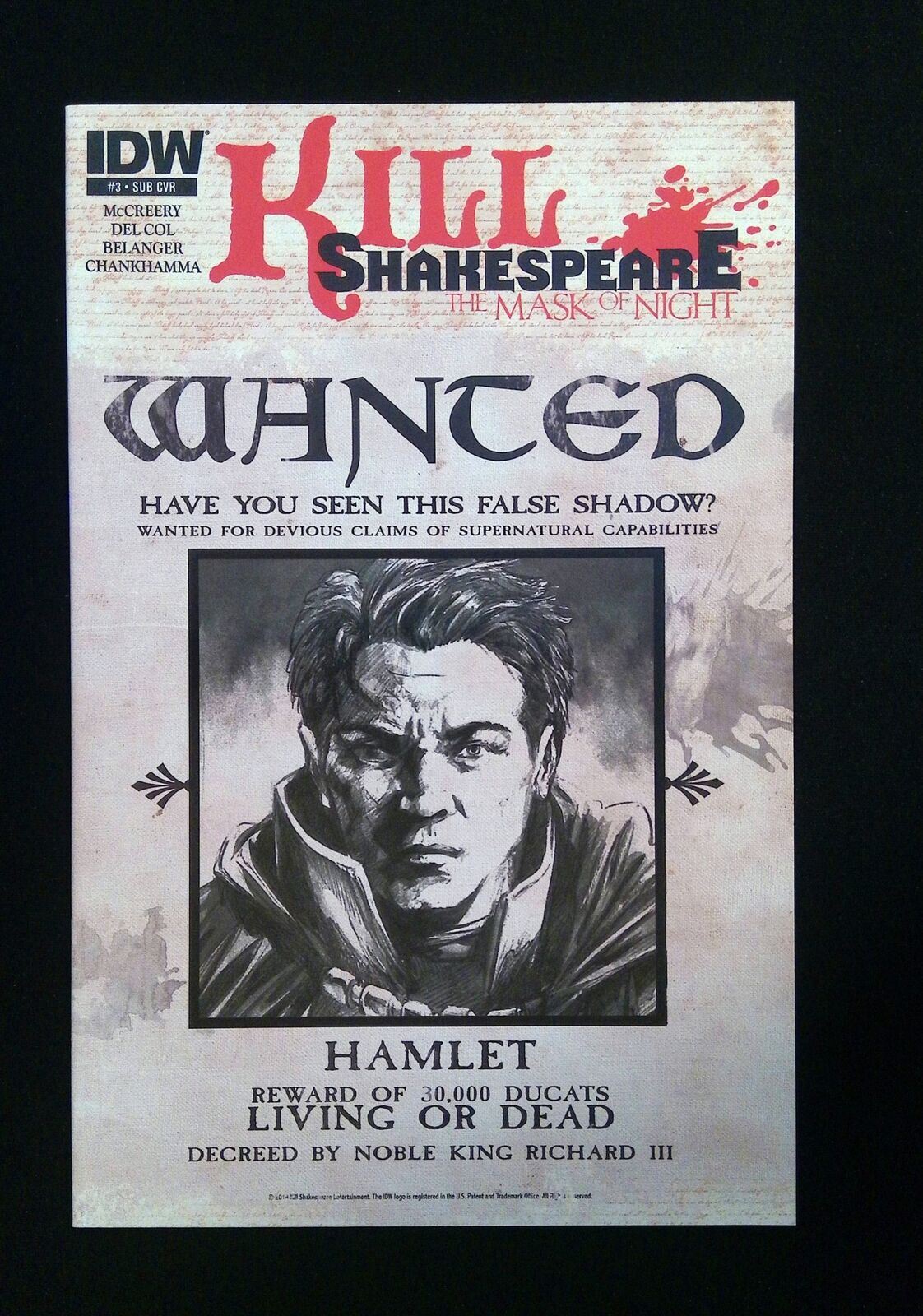 Kill Shakespeare Mask Of Night #3Sub Idw Comics 2010 Nm Woodward Variant