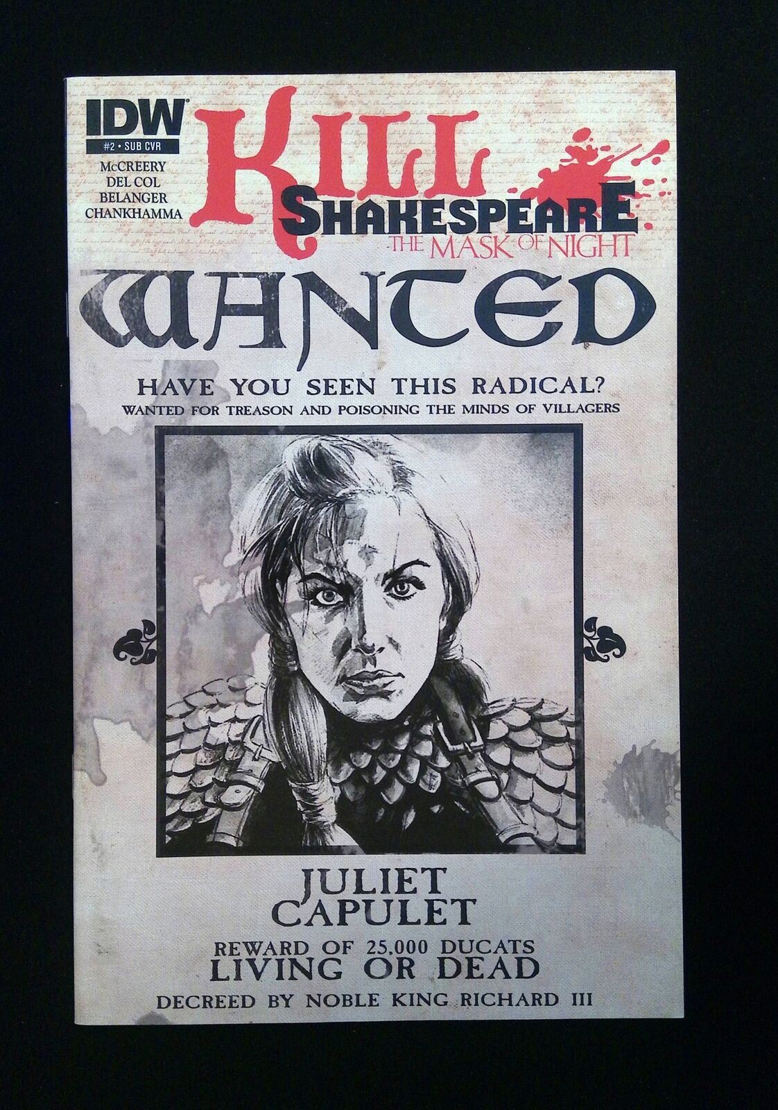 Kill Shakespeare Mask Of Night #2Sub Idw Comics 2010 Nm Woodward Variant