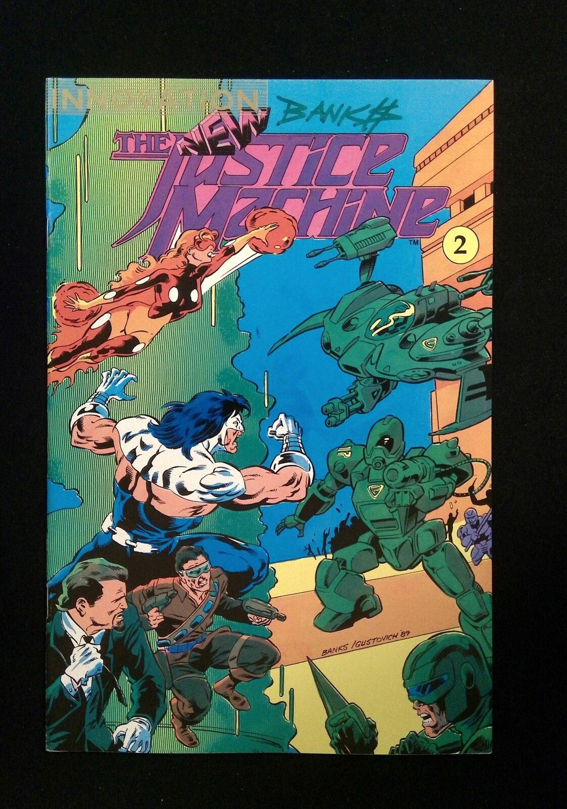 Justice Machine #2 Innovation Comics 1990 Vf+ Signed By Darryl Banks