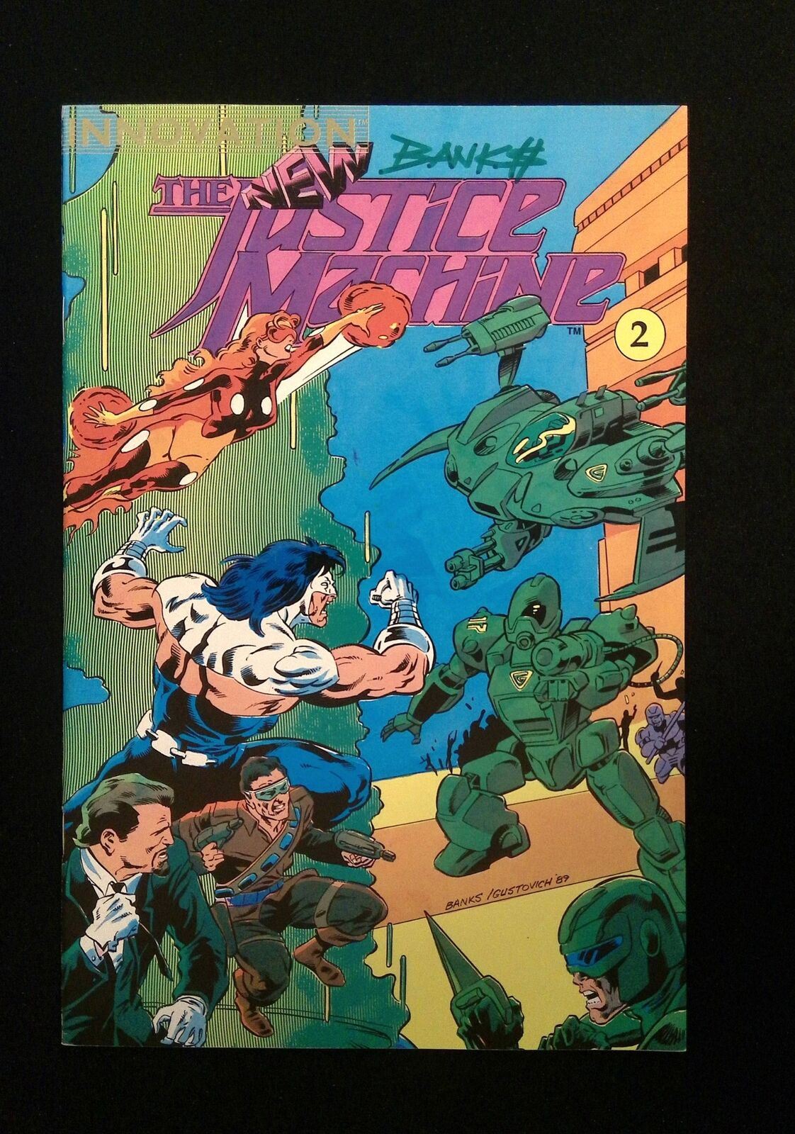 New Justice Machine #2 Innovation Comics 1990 Vf/Nm Signed By Darryl Banks