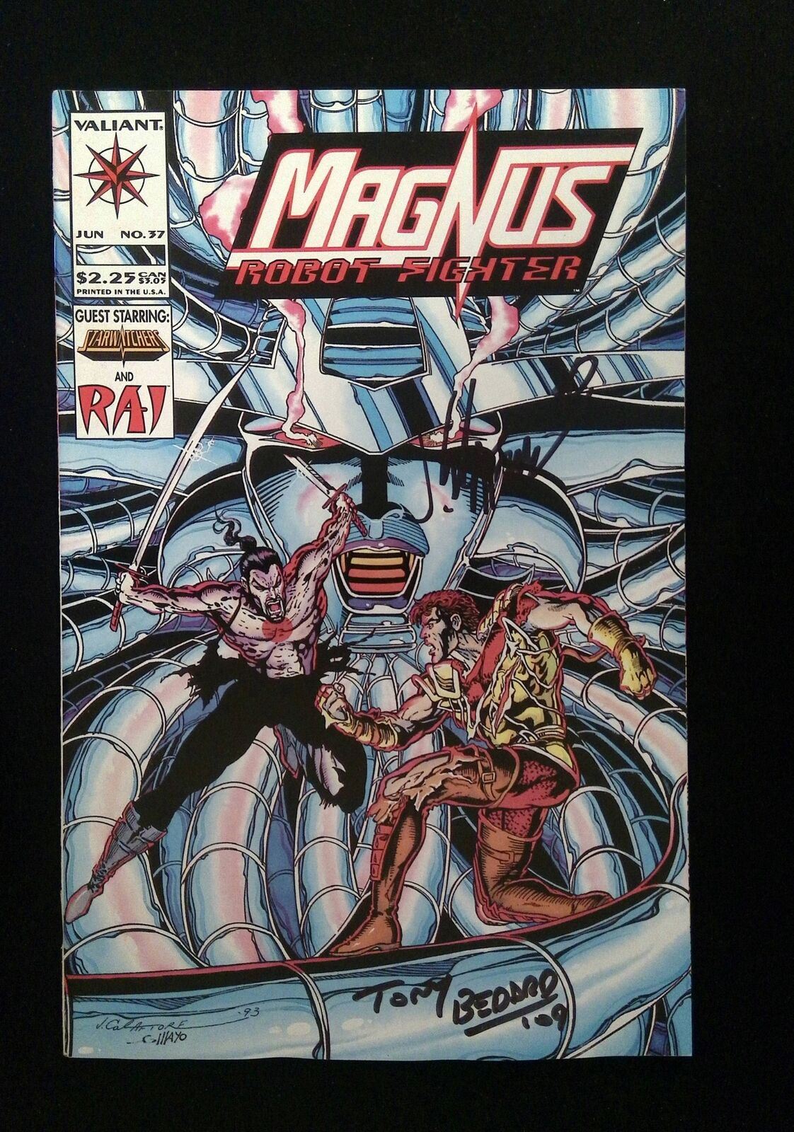 Magnus Robot Fighter #37 Valiant 1994 Vf Signed By Tony Bedard, Jim Calafiore