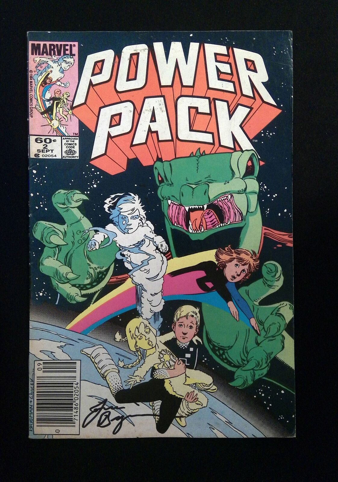 Power Pack #2 Marvel Comics 1984 Fn/Vf Newsstand Signed By June Brigman