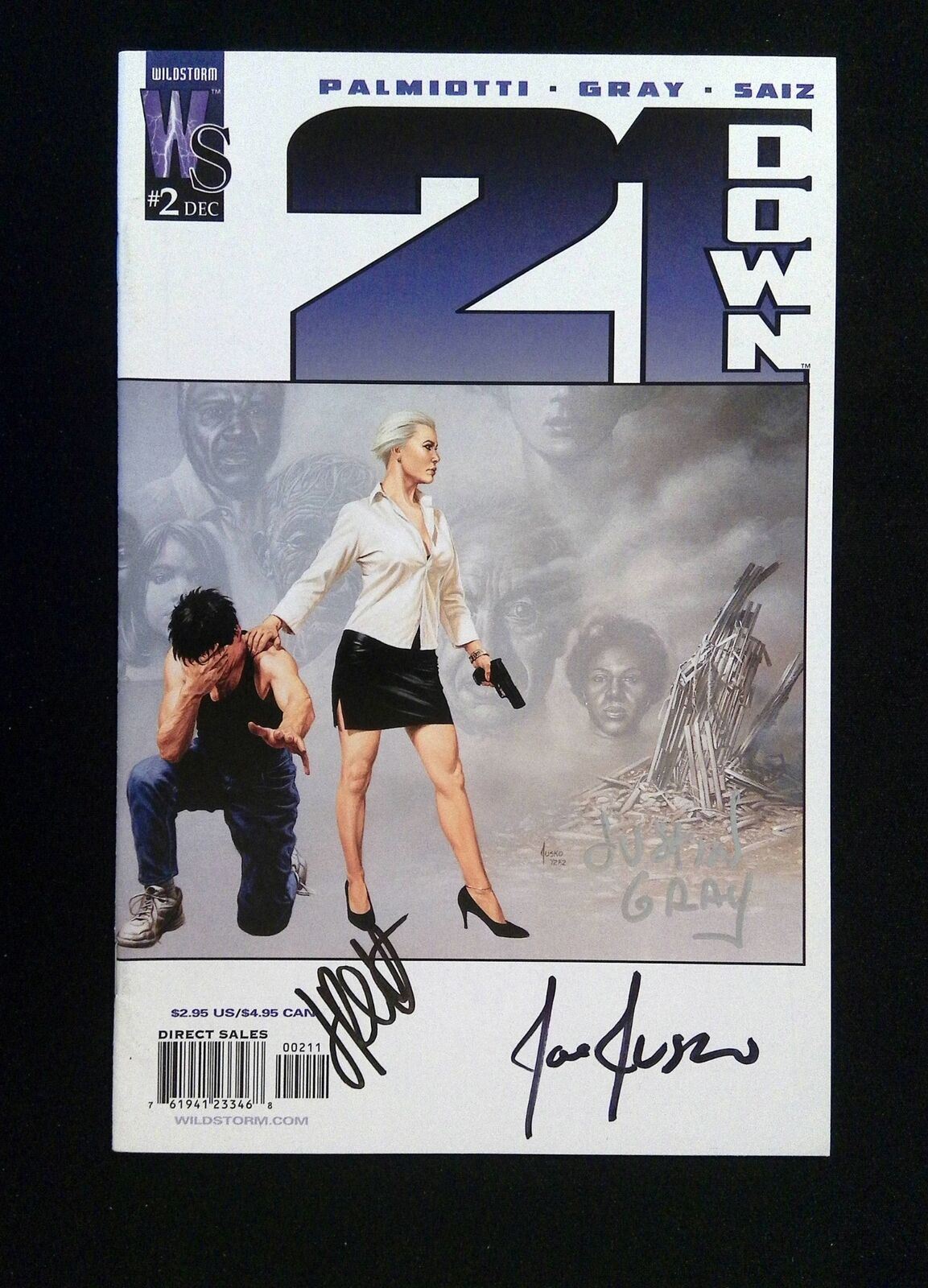 21 Down #2 Wildstorm Comics 2002 VF/NM Signed By Justin Gray,Palmiotti,Jusko