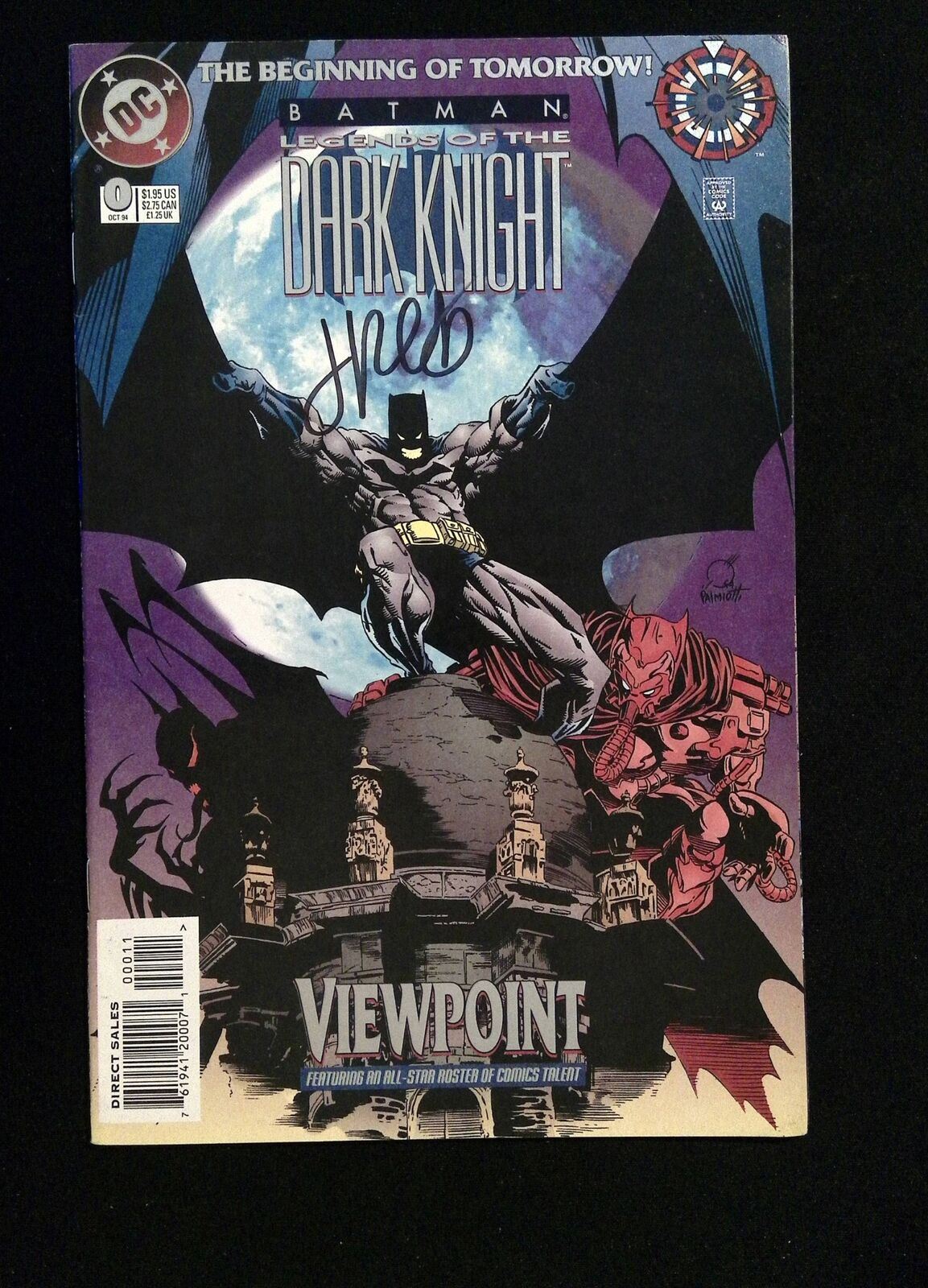 Batman Legend Of The Dark Knight #0 DC Comics 1994 VF+ SIGNED BY PALMIOTTI