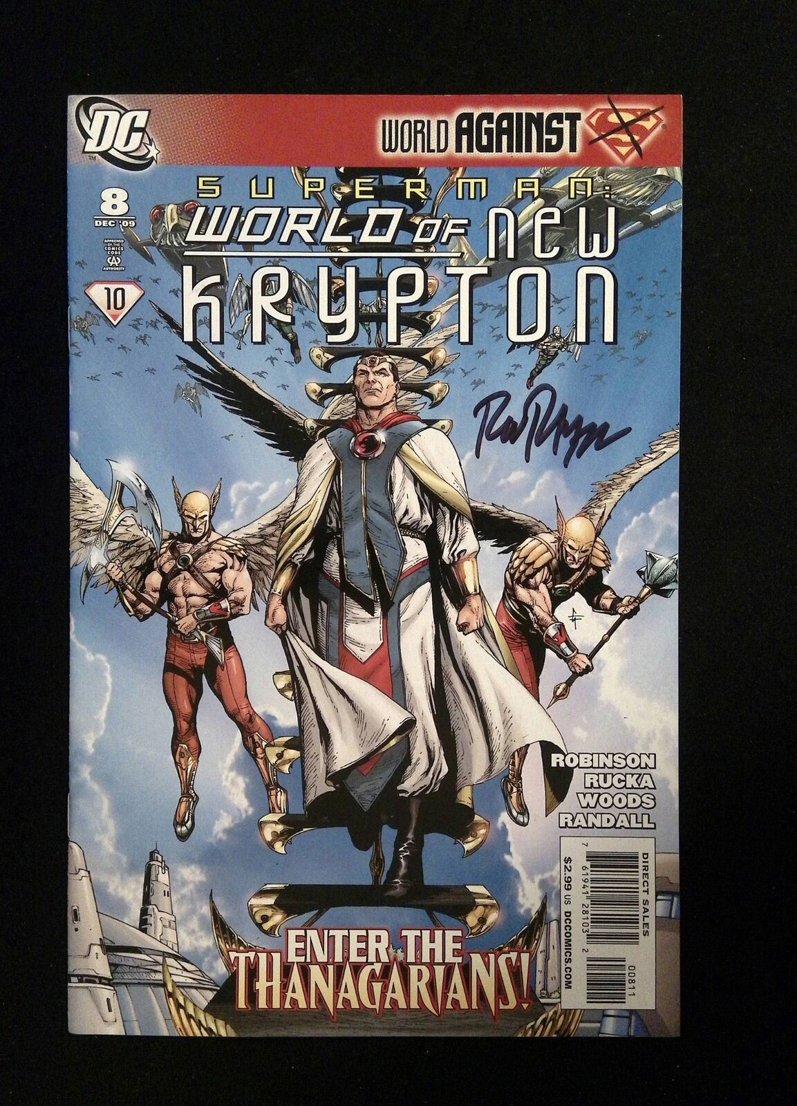 Superman World Of New Krypton #8 DC Comics 2009 VF+ SIGNED RON RANDALL