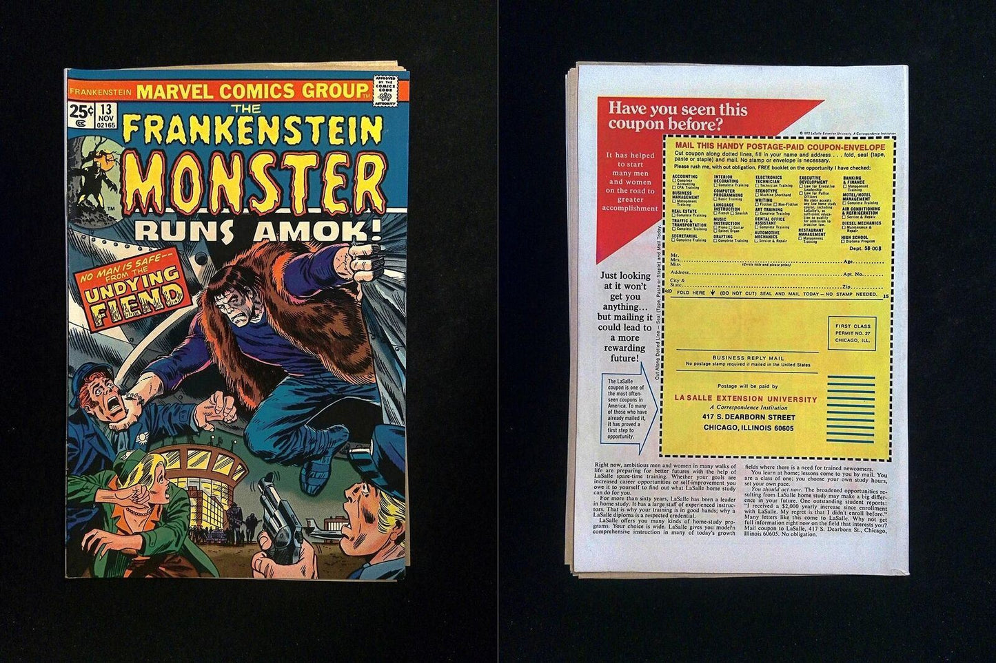 Frankenstein #13 MARVEL Comics 1974 VG/FN