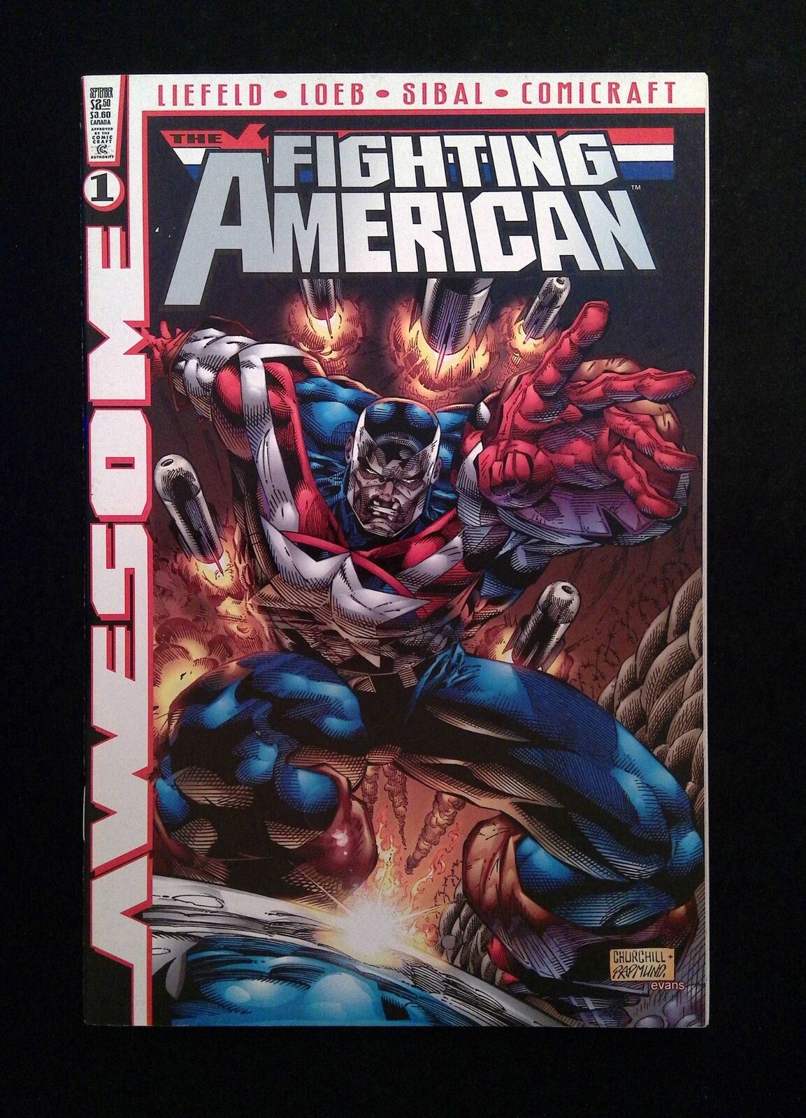 Fighting American #1B AWESOME Comics 1997 VF/NM CHURCHILL AND RAPMUND VARIANT