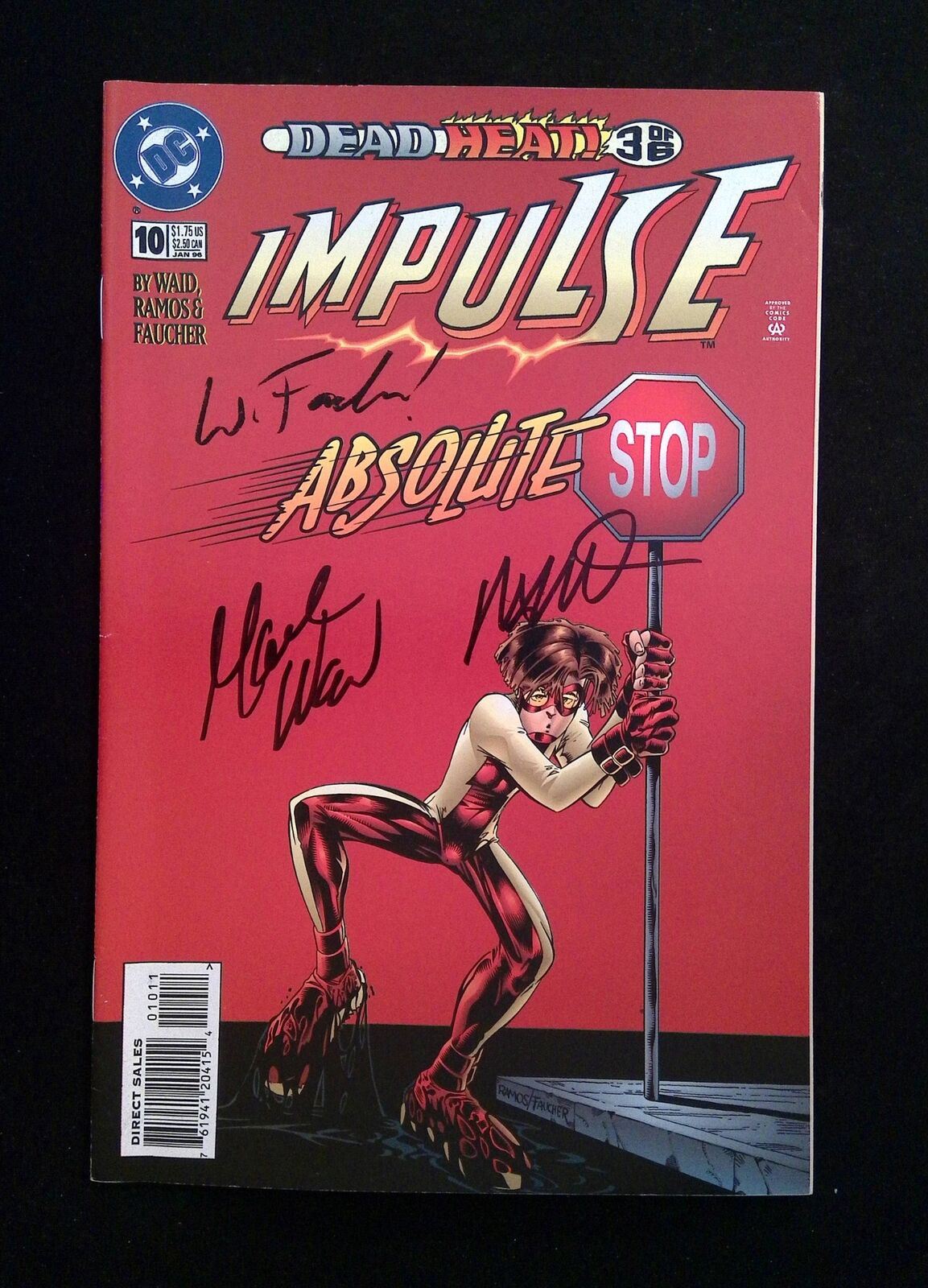 Impulse #10 DC Comics 1996 VF+ SIGNED WAID, FAUCHER