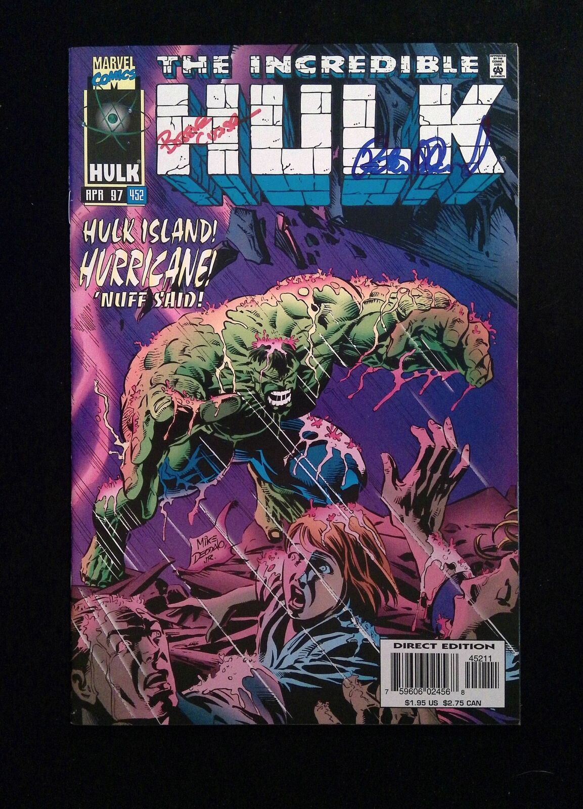 Incredible Hulk #452 Marvel Comics 1997 VF+ SIGNED BY BOBBIE CHASE,+1