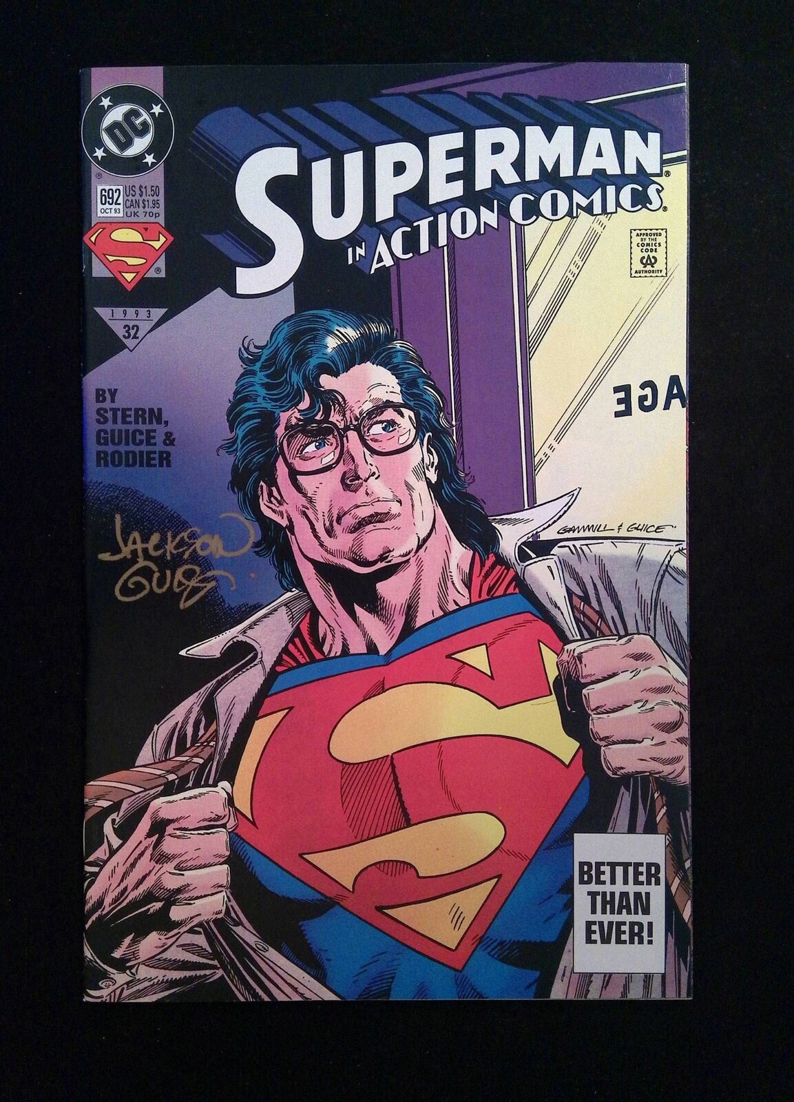 Action Comics #692 DC Comics 1993 VF+ SIGNED BY JACKSON GUICE