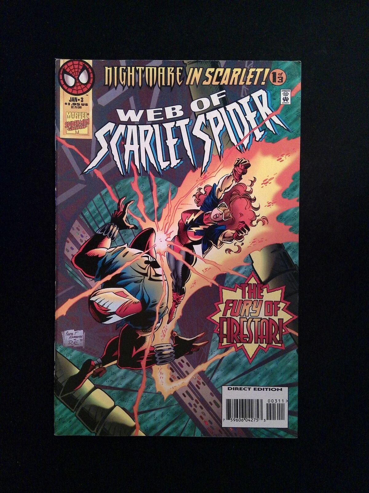 Web Of Scarlet Spider #3D MARVEL Comics 1996 VF+ KAROUNOS VARIANT