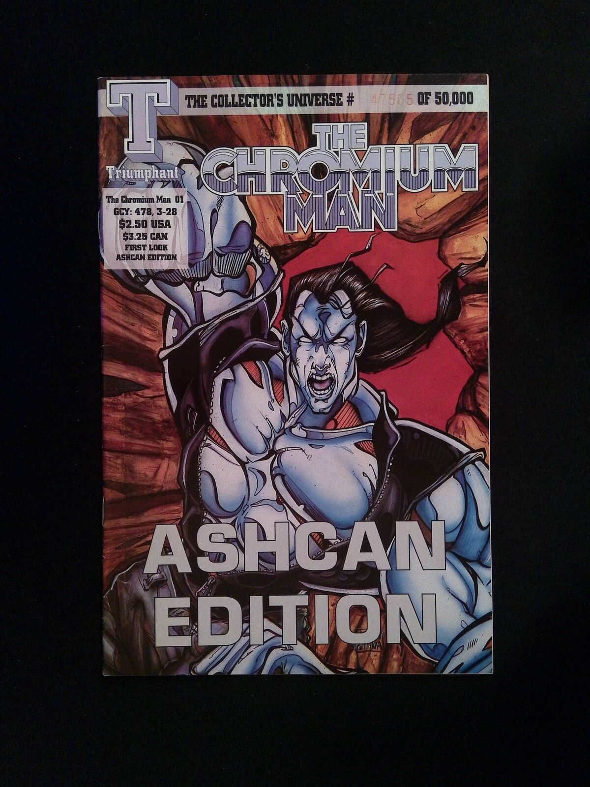 Chromium Man #1B TRIUMPHANT Comics 1993 VF+ VARIANT COVER